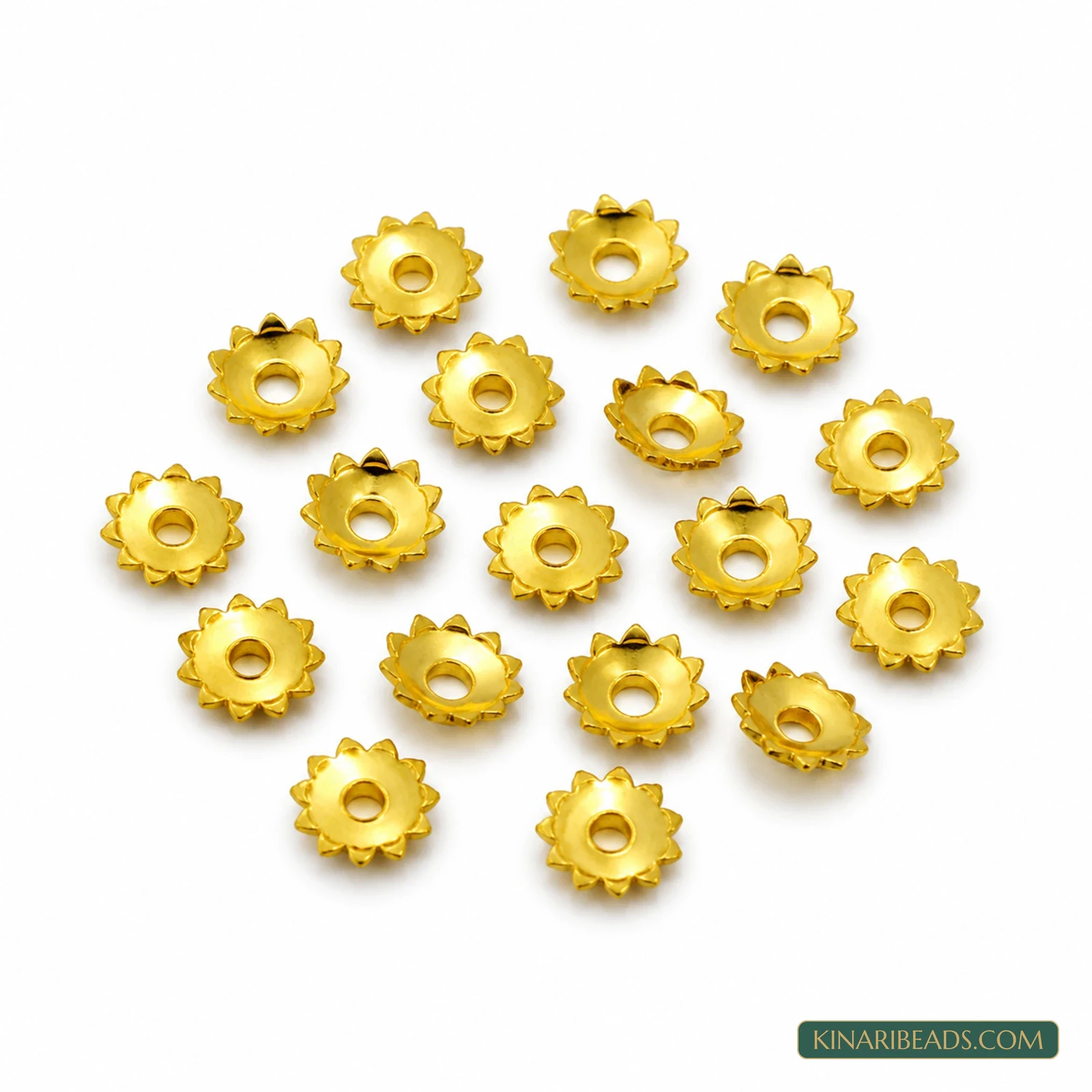 Golden Sunburst Flower Bead Caps 3mm – 50g Bulk Pack