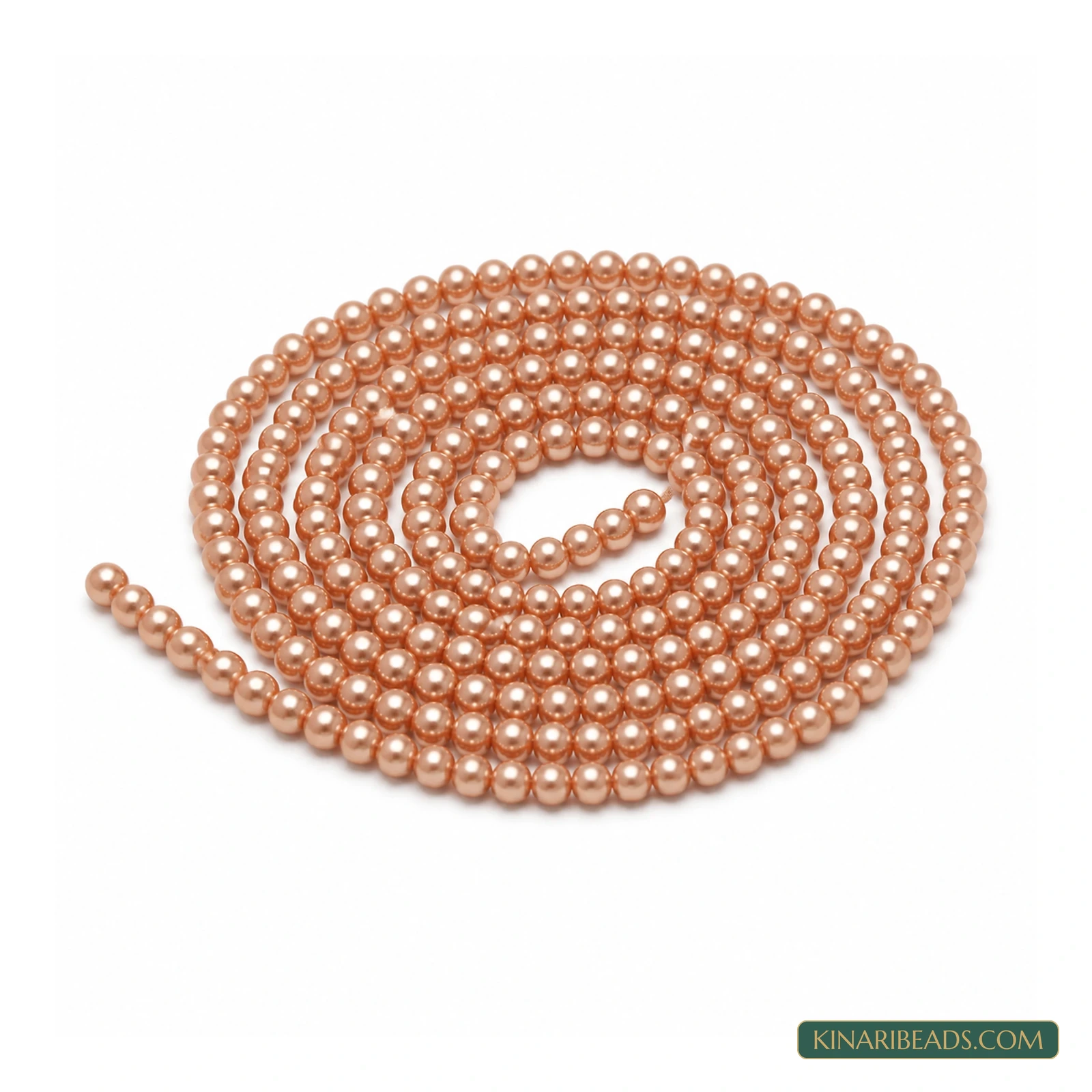 Grey, Coffee & Copper Round Glass Pearl Beads – 2.5mm, 1 String - Coffee colour