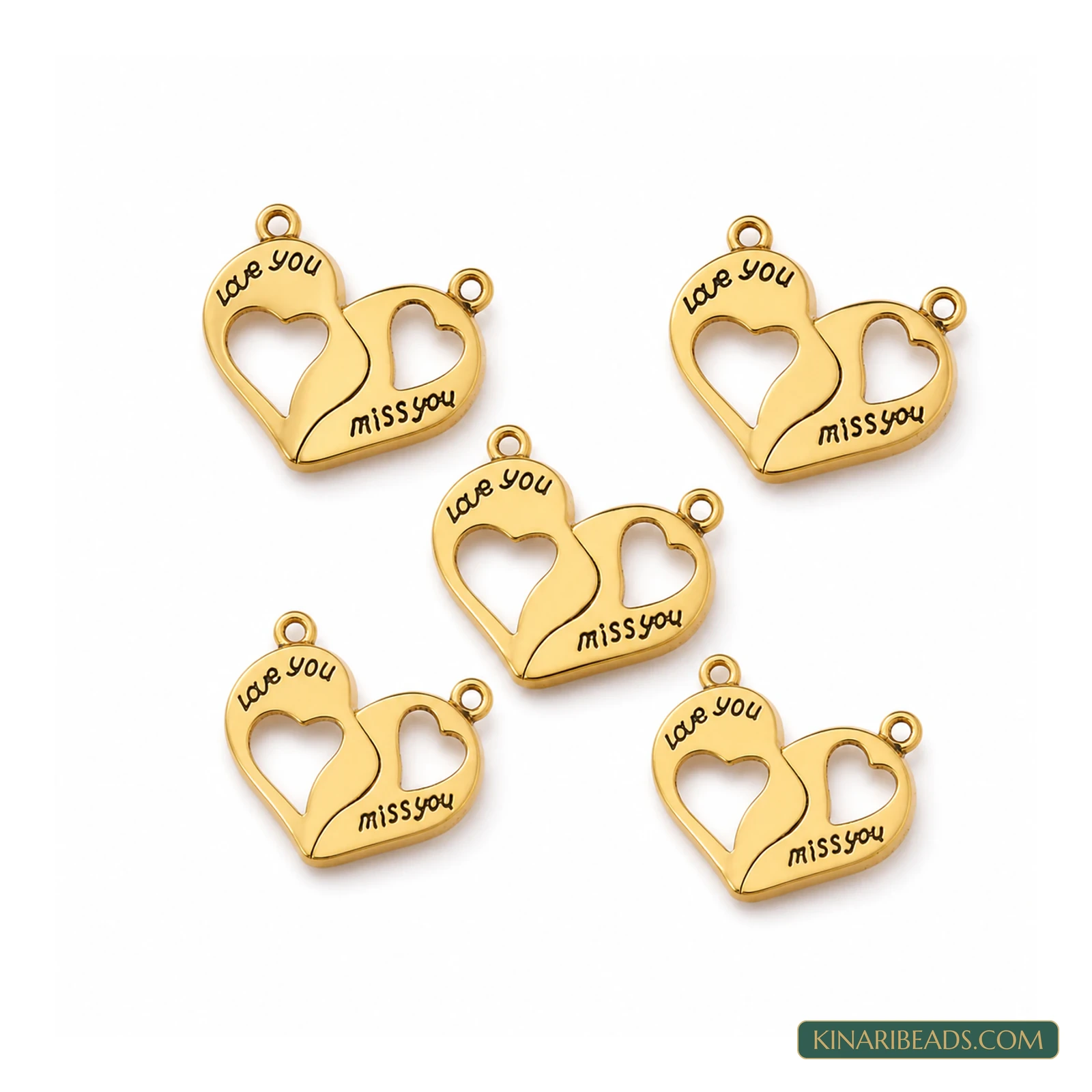 Heart Magnetic Jewellery Clasp Connectors 25x24mm – 5 Pcs - Golden colour