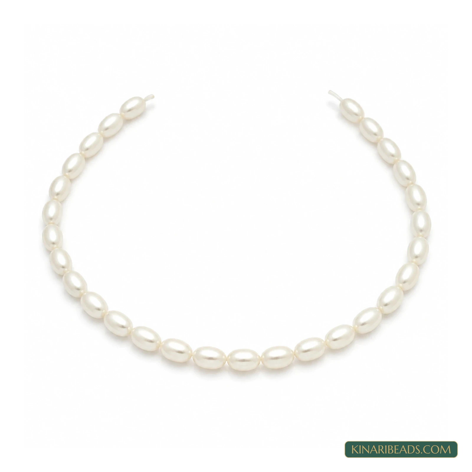 Ivory Oval Glass Pearl Beads – 6x4mm, 1 String