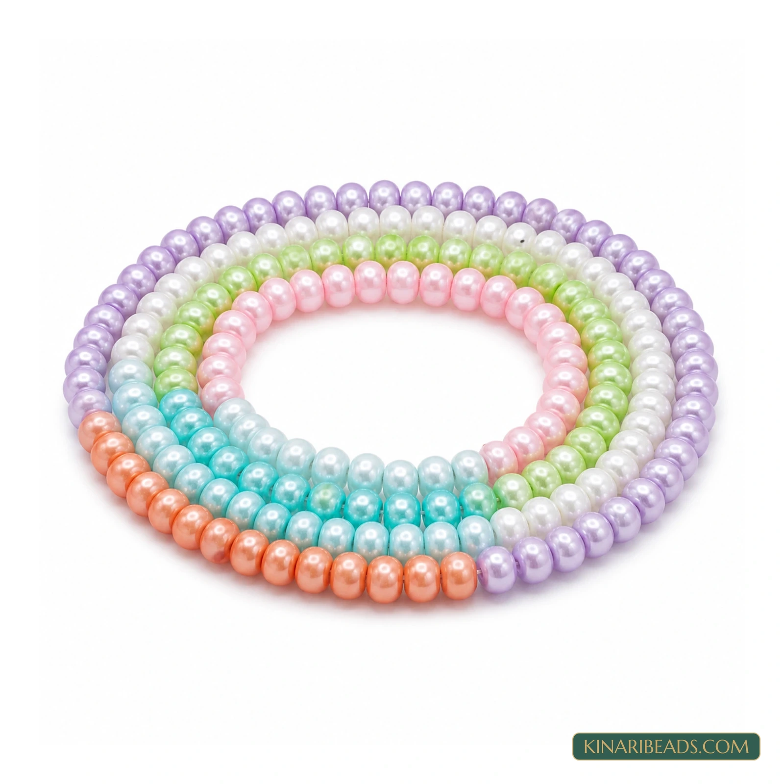 Ivory Round Glass Pearl Beads – 8mm, 7 Strings