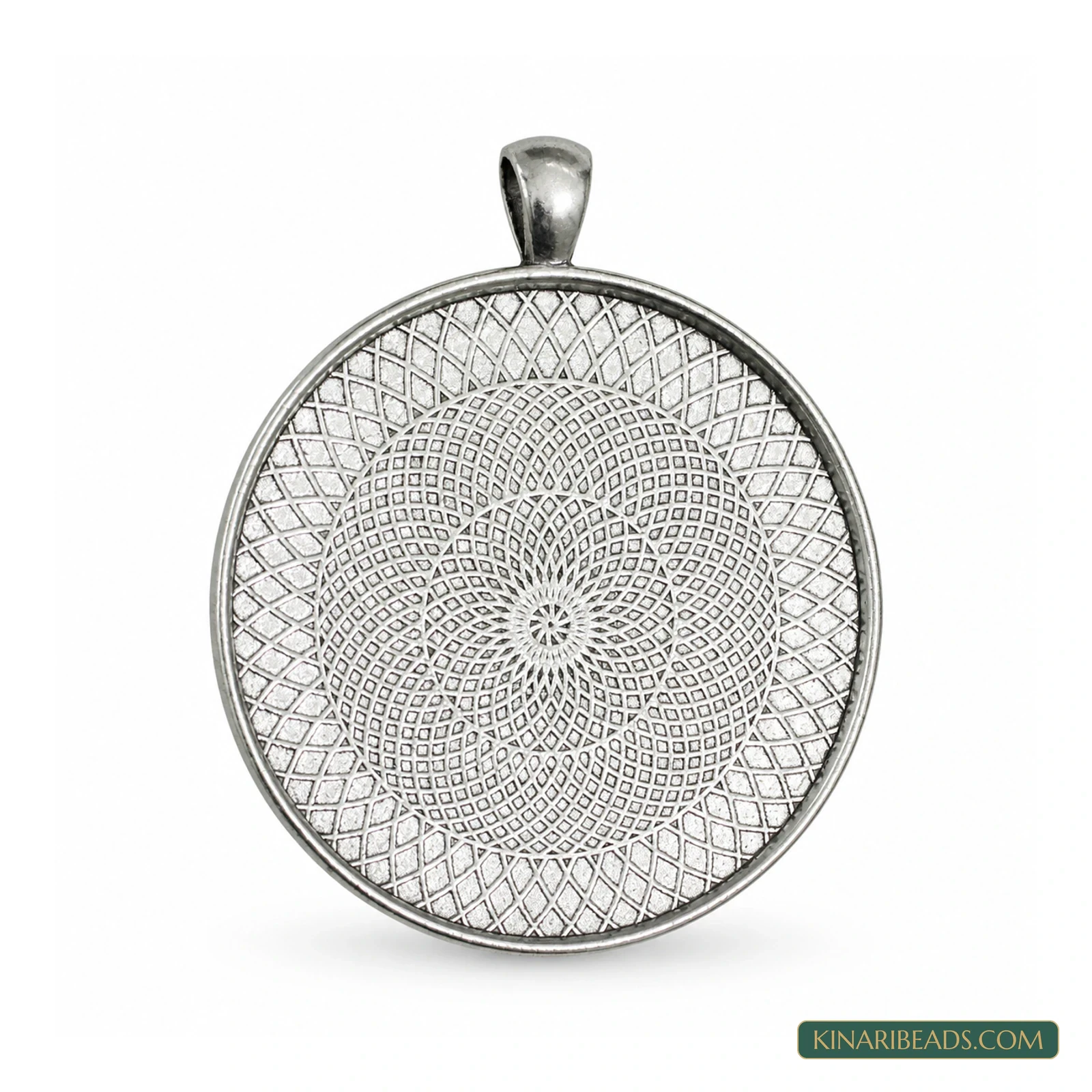 Large Silver Round Bezel Pendant Base Frames – 2 Inch product image