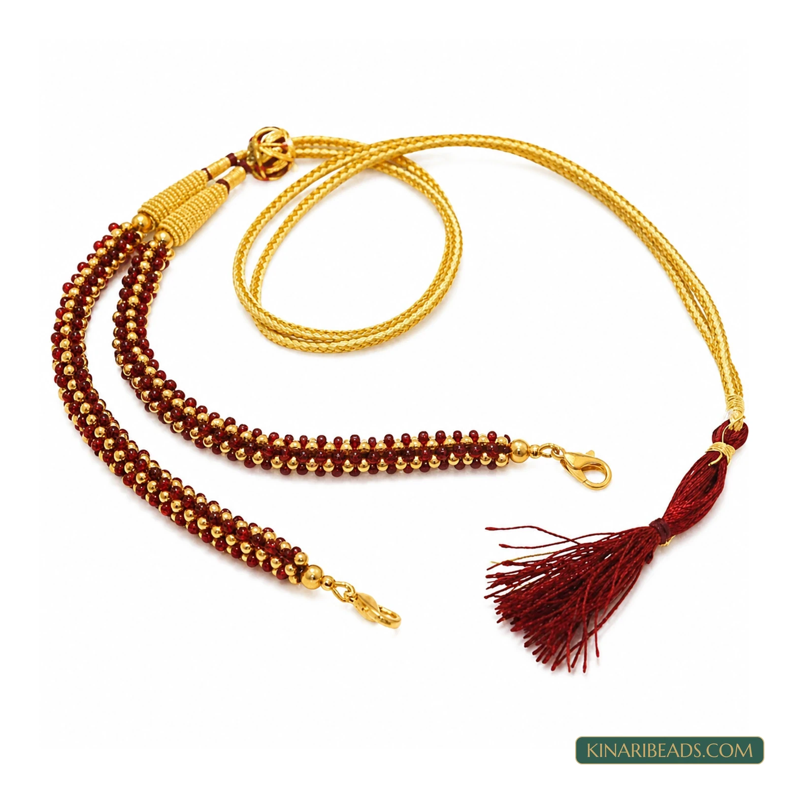Metal Bead Pendant Dori - Maroon colour