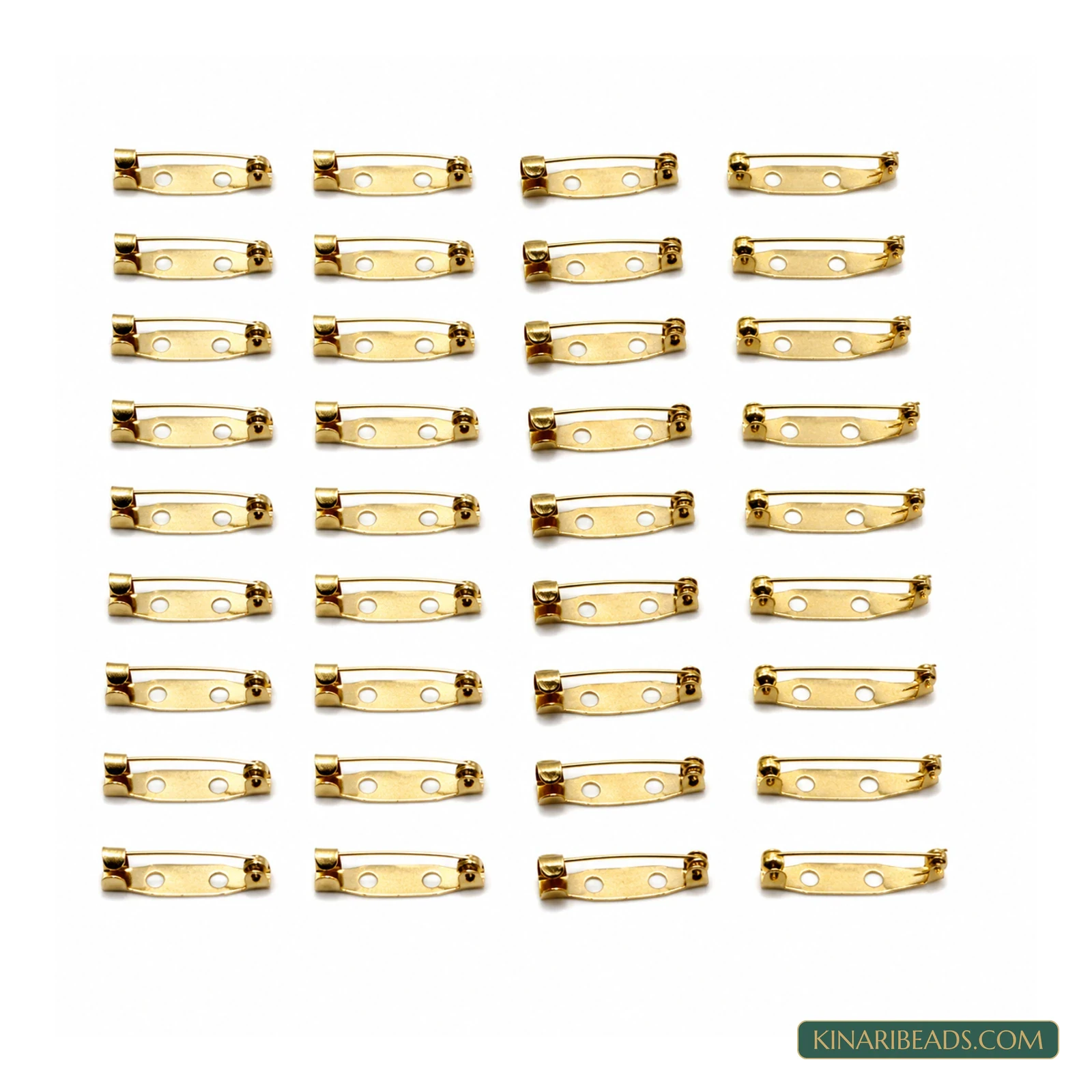 Metal Brooch Pin Backs – 40 Pack - Golden colour