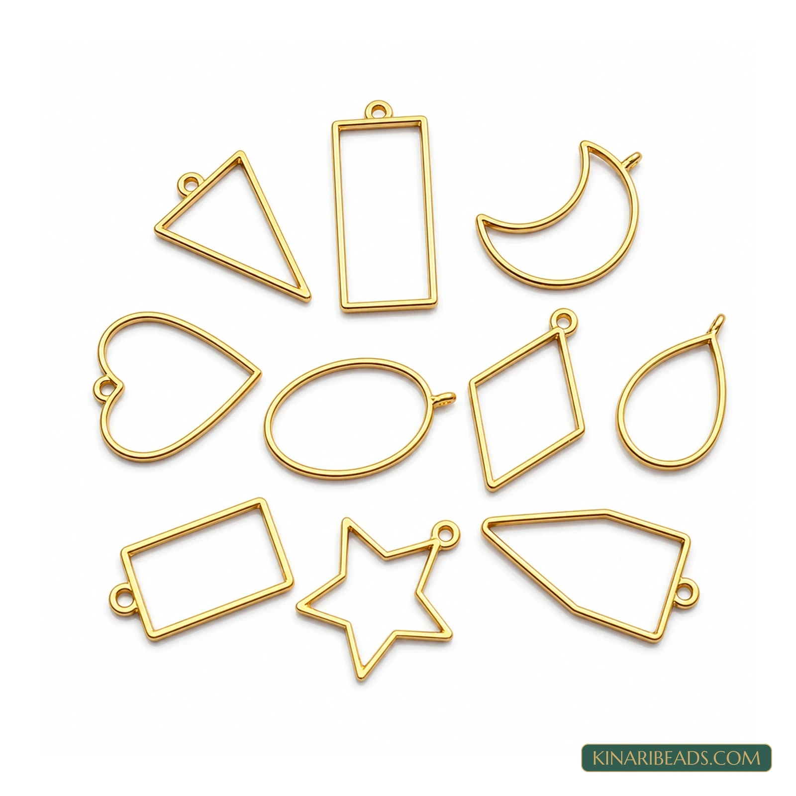 Mixed Flower Open Back Resin Bezel Frames – Silver and Gold - Golden colour