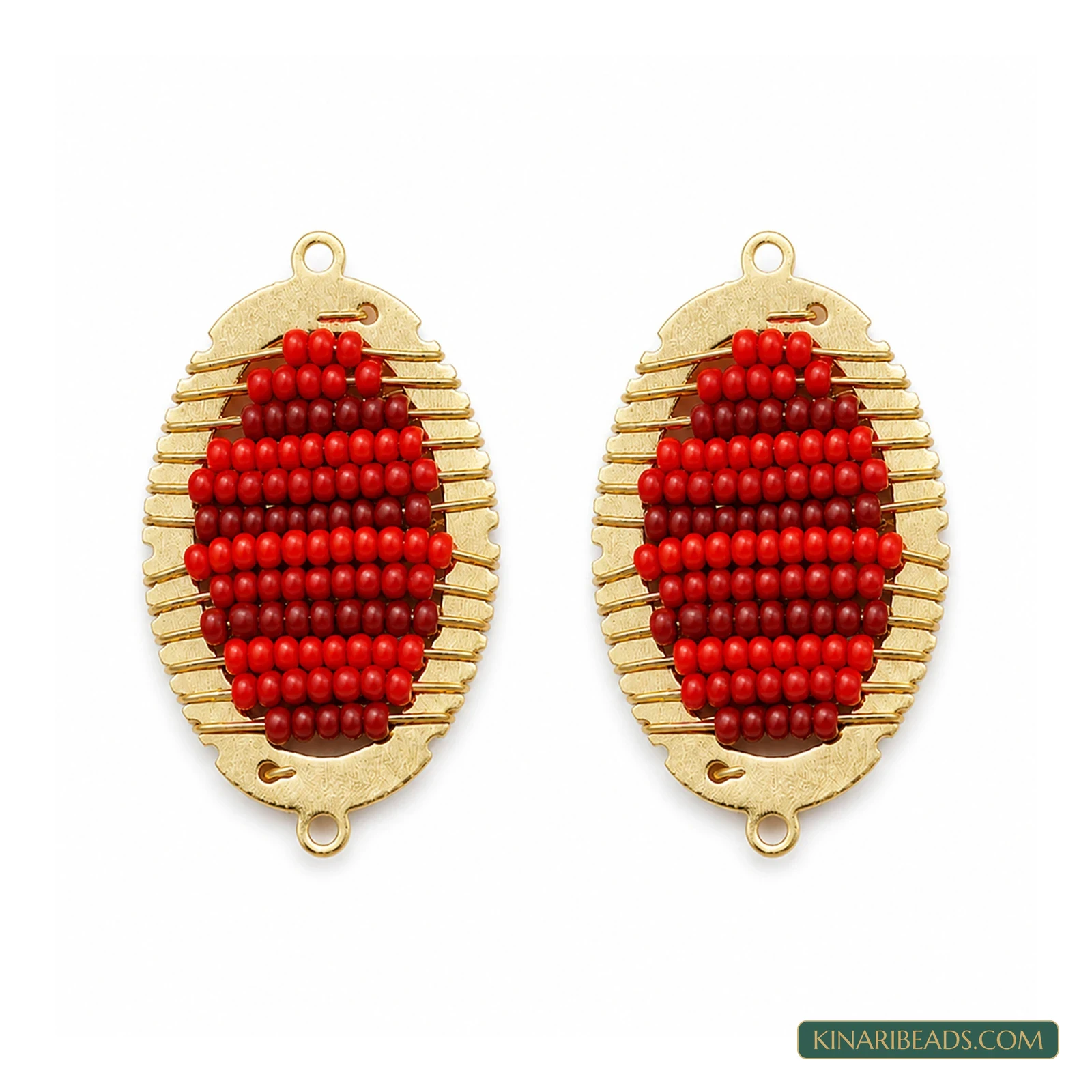 Miyuki Beaded Oval Earring Connectors – 34x20mm, 2 Pack