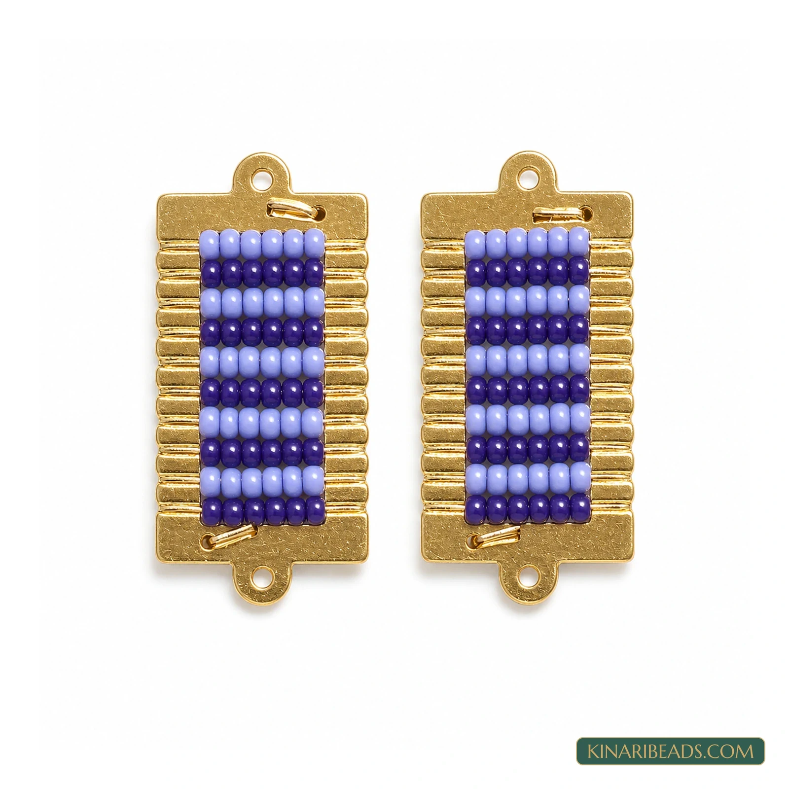 Miyuki Beaded Rectangle Connectors – 34x15mm, 2 Pack - Purple colour
