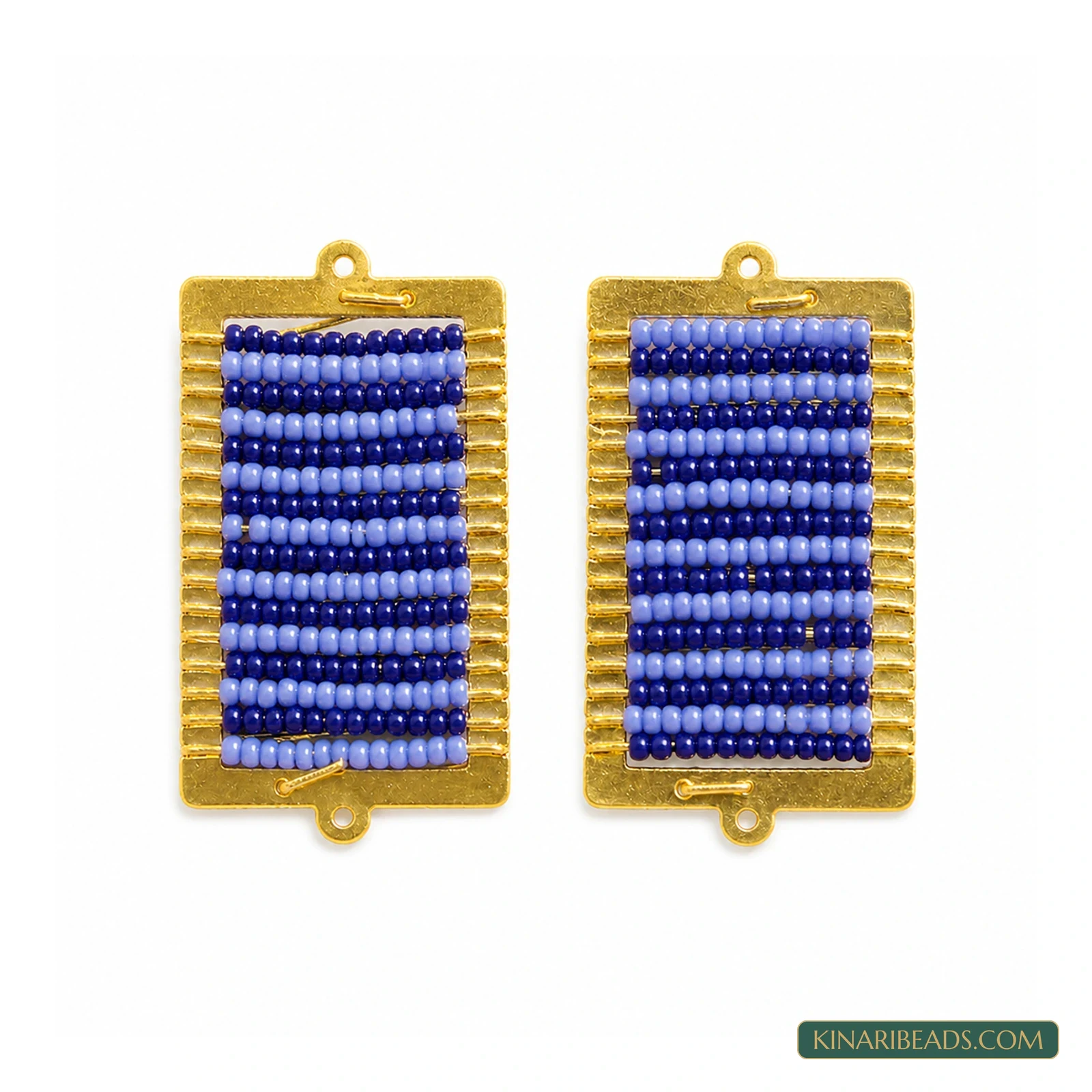 Miyuki Beaded Rectangle Connectors – 48x24mm, 2 Pack - Purple colour