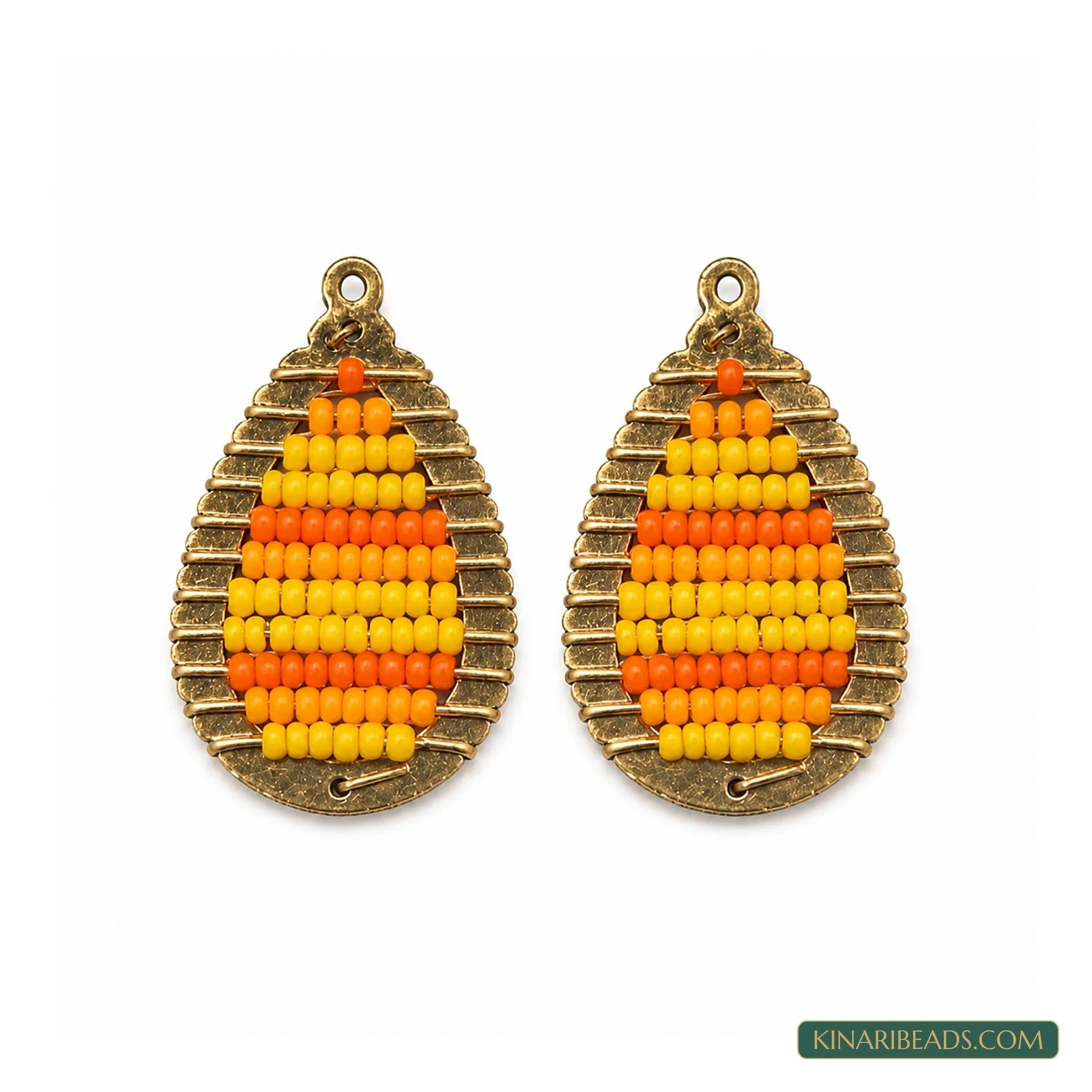 Miyuki Beaded Teardrop Earring Connectors – 32x20mm, 2 Pack