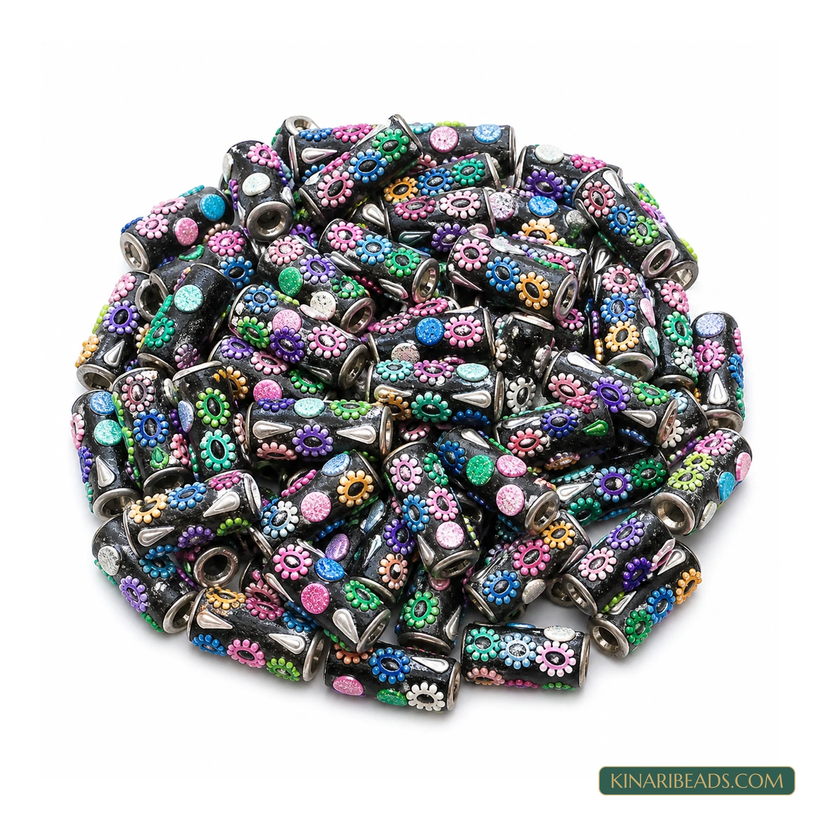 Multicolour Floral Rectangle Lac Beads – 100/1000 Pcs