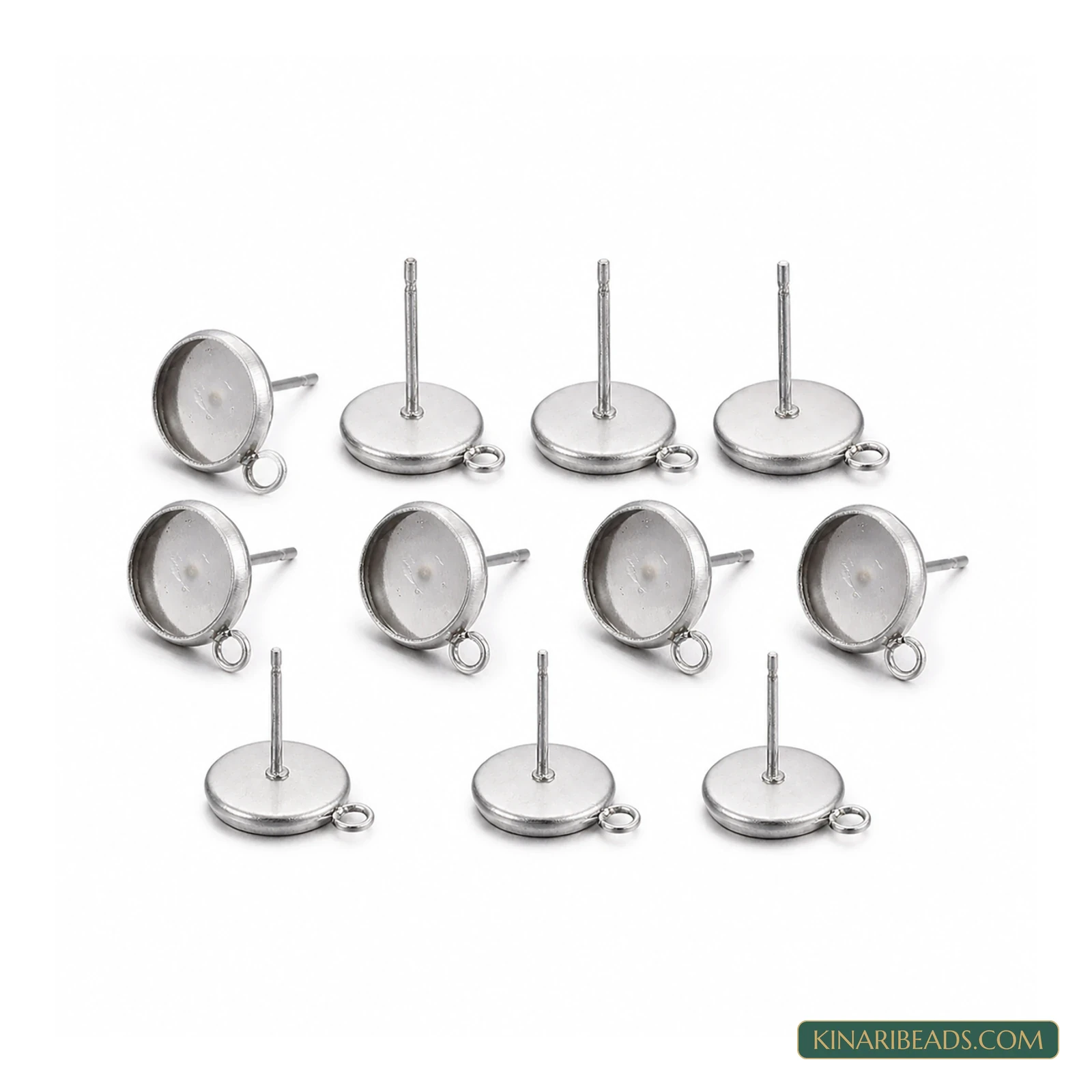 Non-Tarnish Stainless Steel Stud Settings – 12mm, 10 Pack