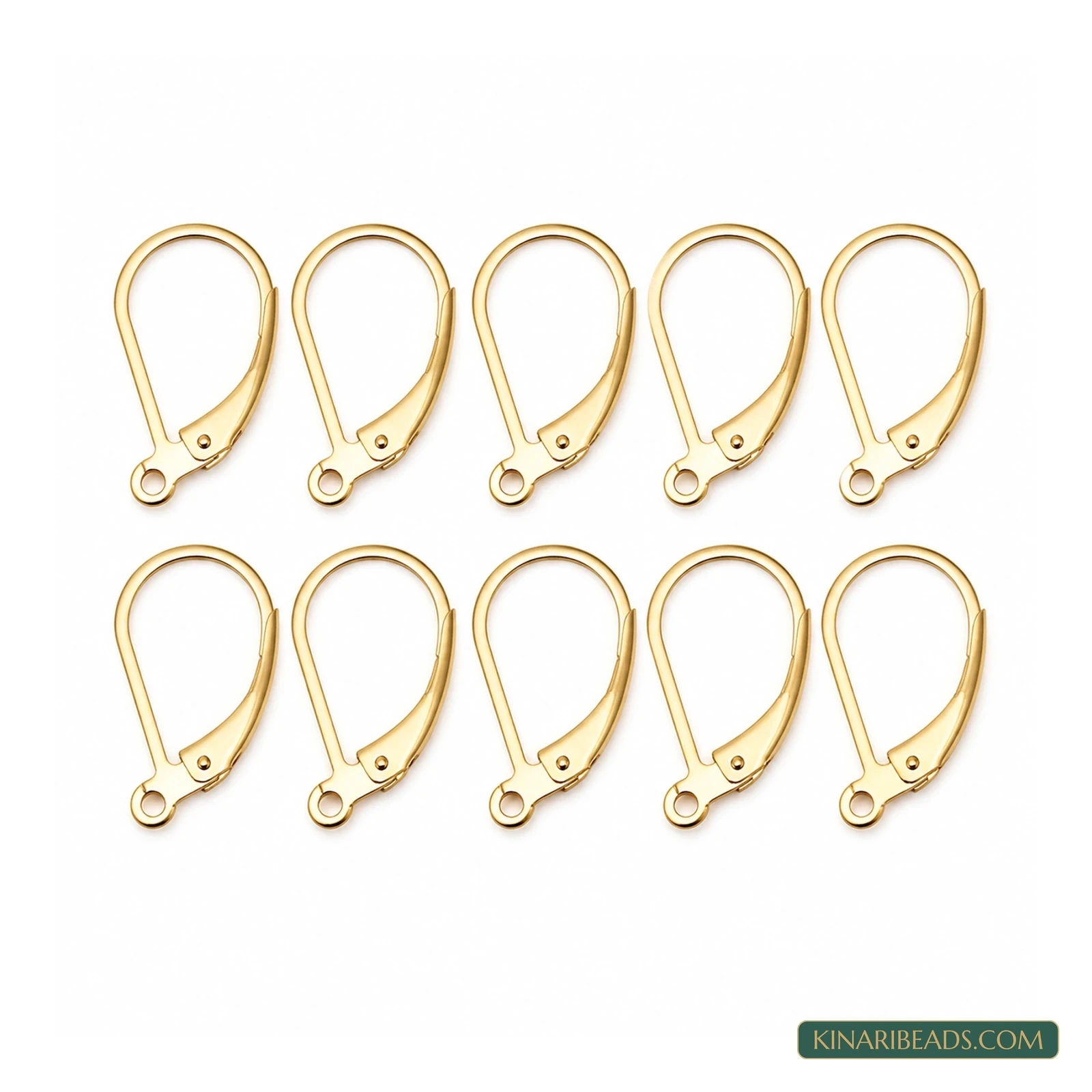 Open-Loop Lever-Back Earring Hooks – 15x10mm, 10 Pack