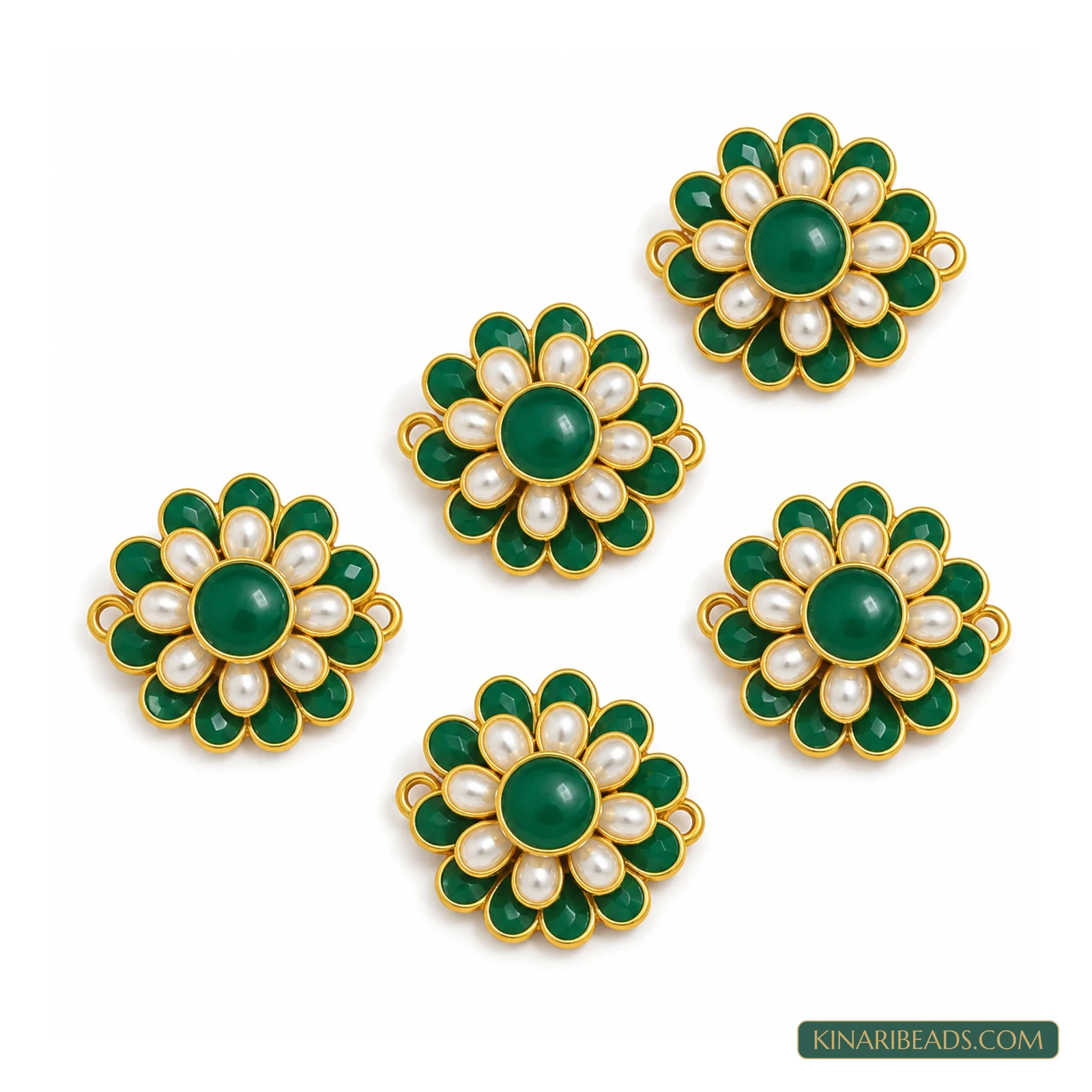 Pacchi Beaded Rakhi and Earring Connectors – 5 Pack - Green colour