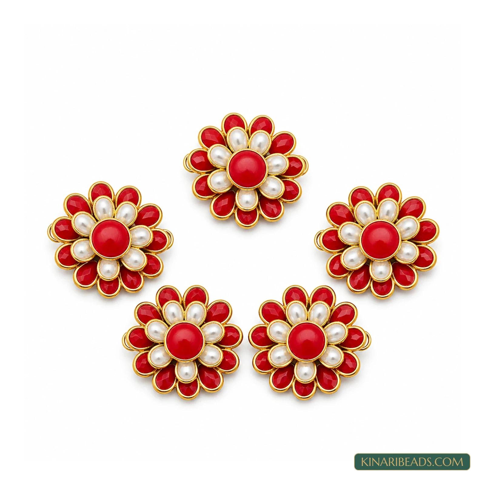 Pacchi Beaded Rakhi and Earring Connectors – 5 Pack - Red colour