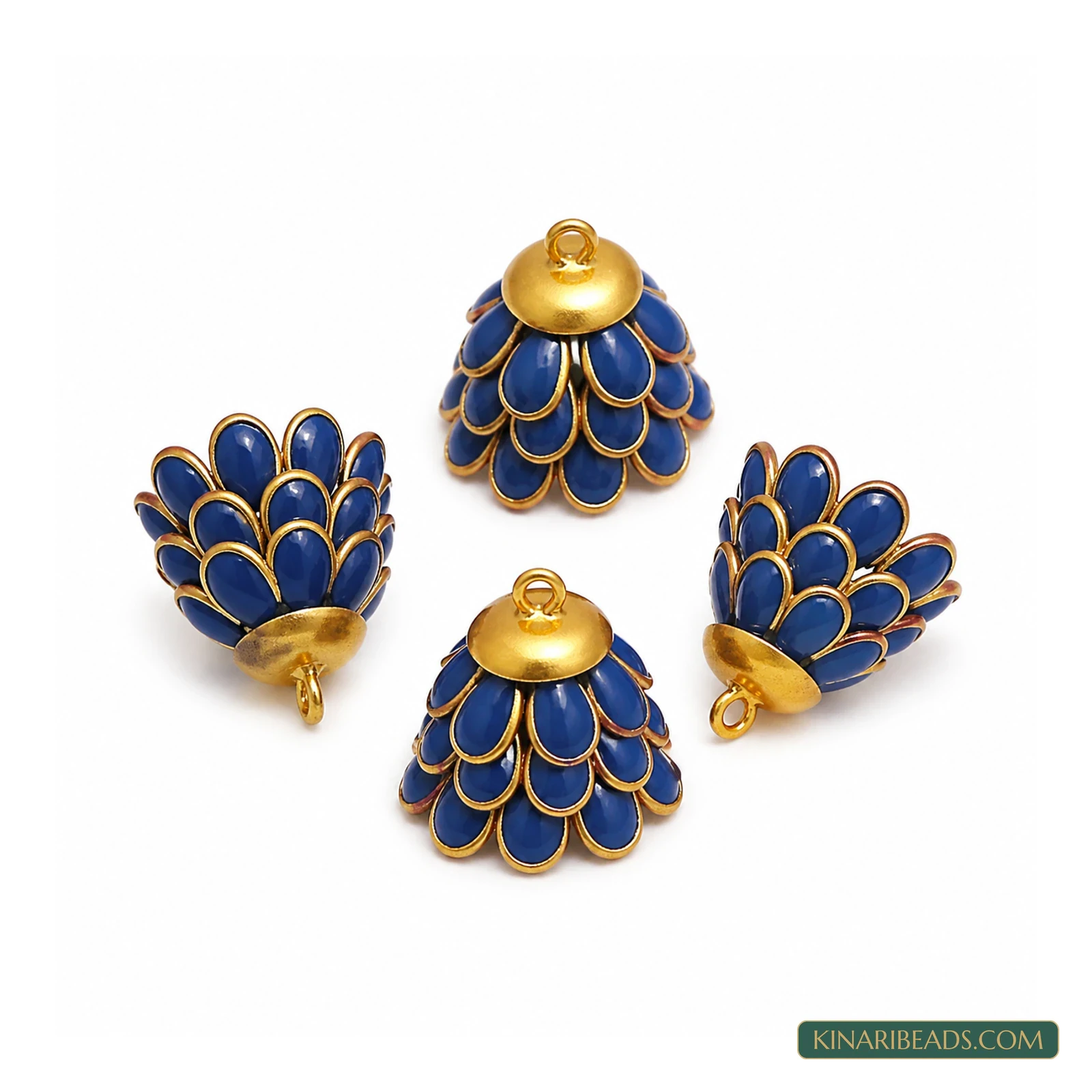 Pacchi Jhumka Earring Components – 14x17mm, 2 Pairs - Blue colour