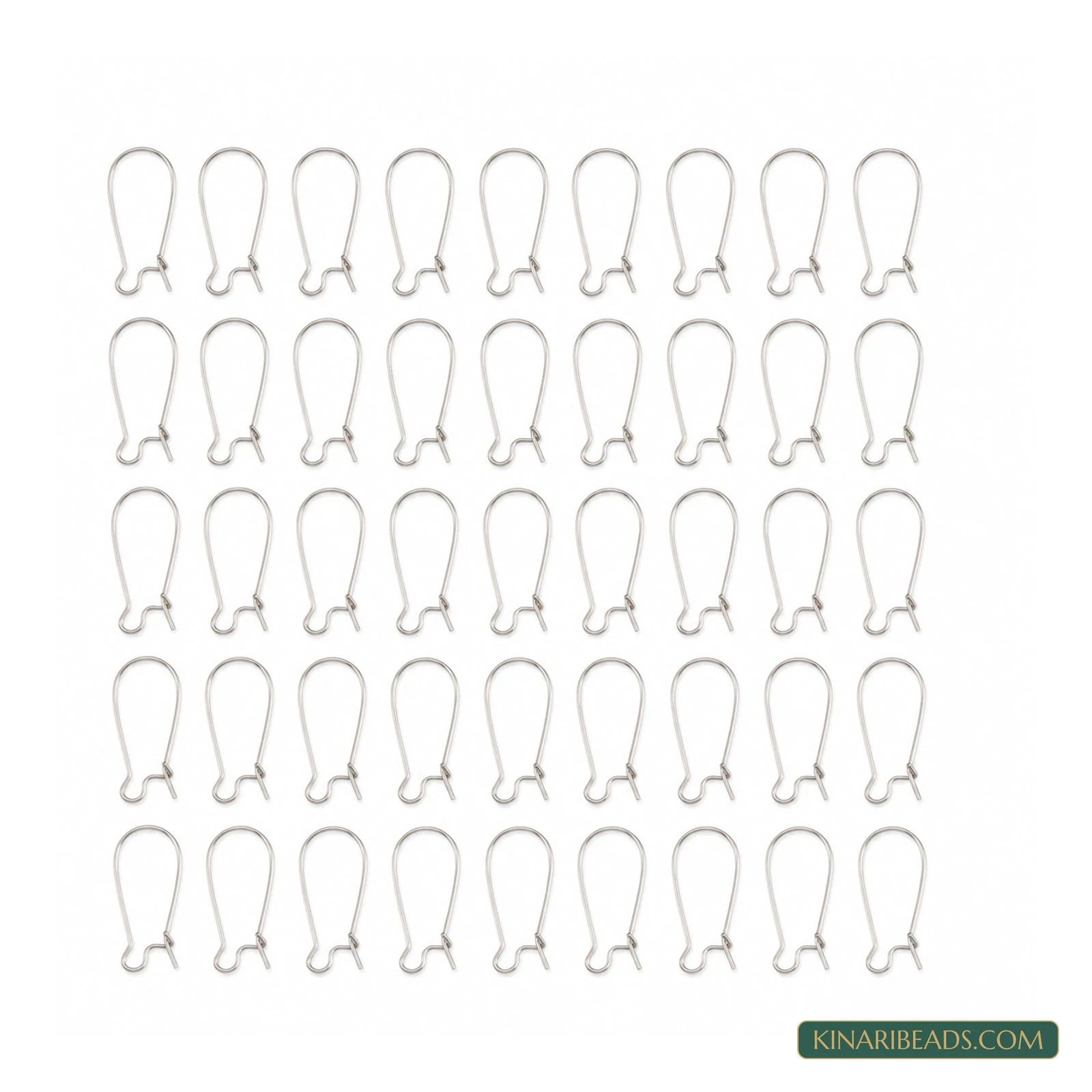 Platinum-Plated Kidney Ear Wires – 25x11.5mm, 50 Pack