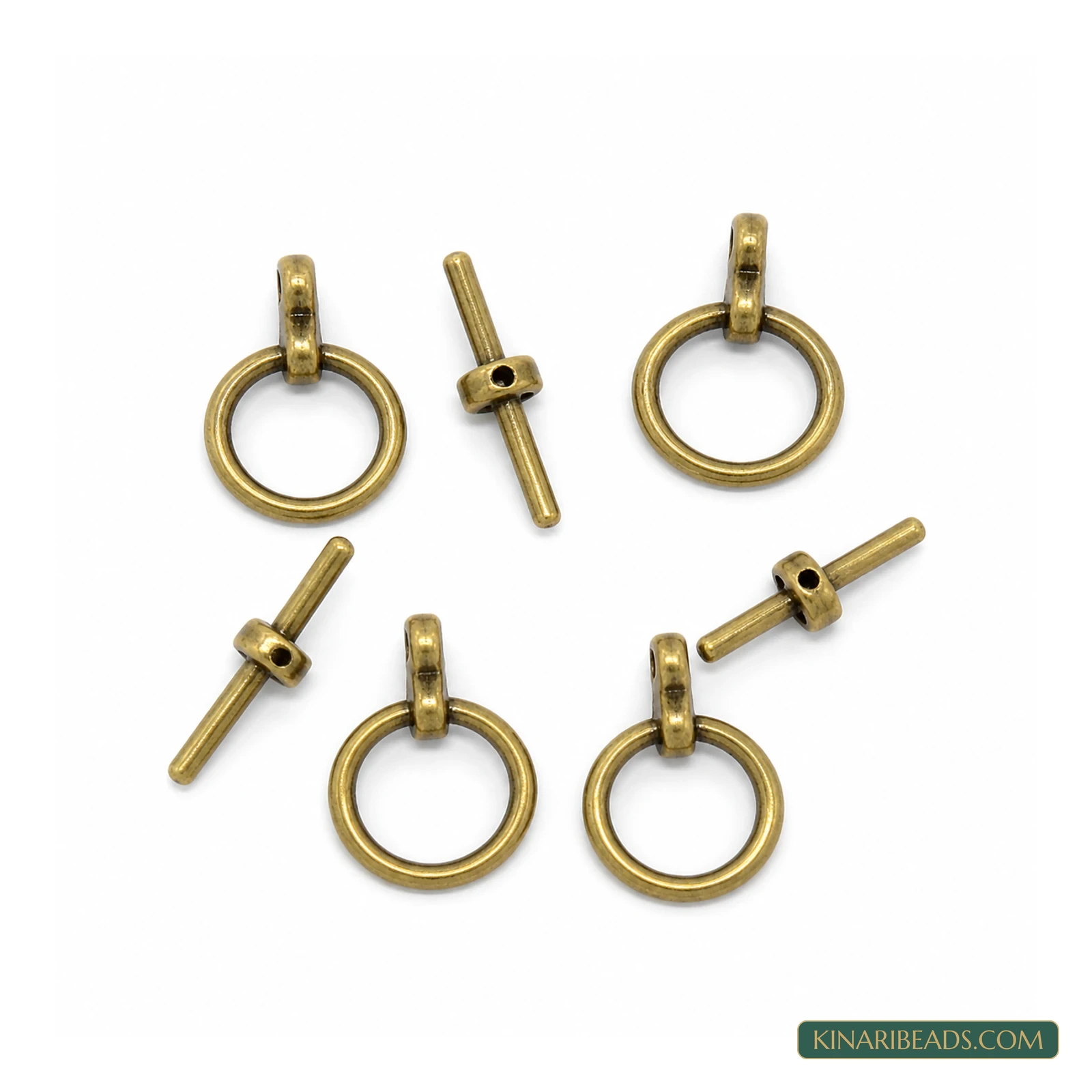 Rondelle Vintage Toggle & T-Bar Clasp Sets Antiqued Bronze 12mm – 5 Sets / 50 Sets