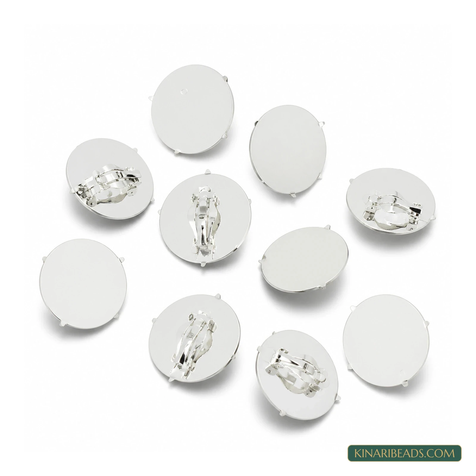 Round Flat Pad Clip-On Earring Bases – 10 Pack