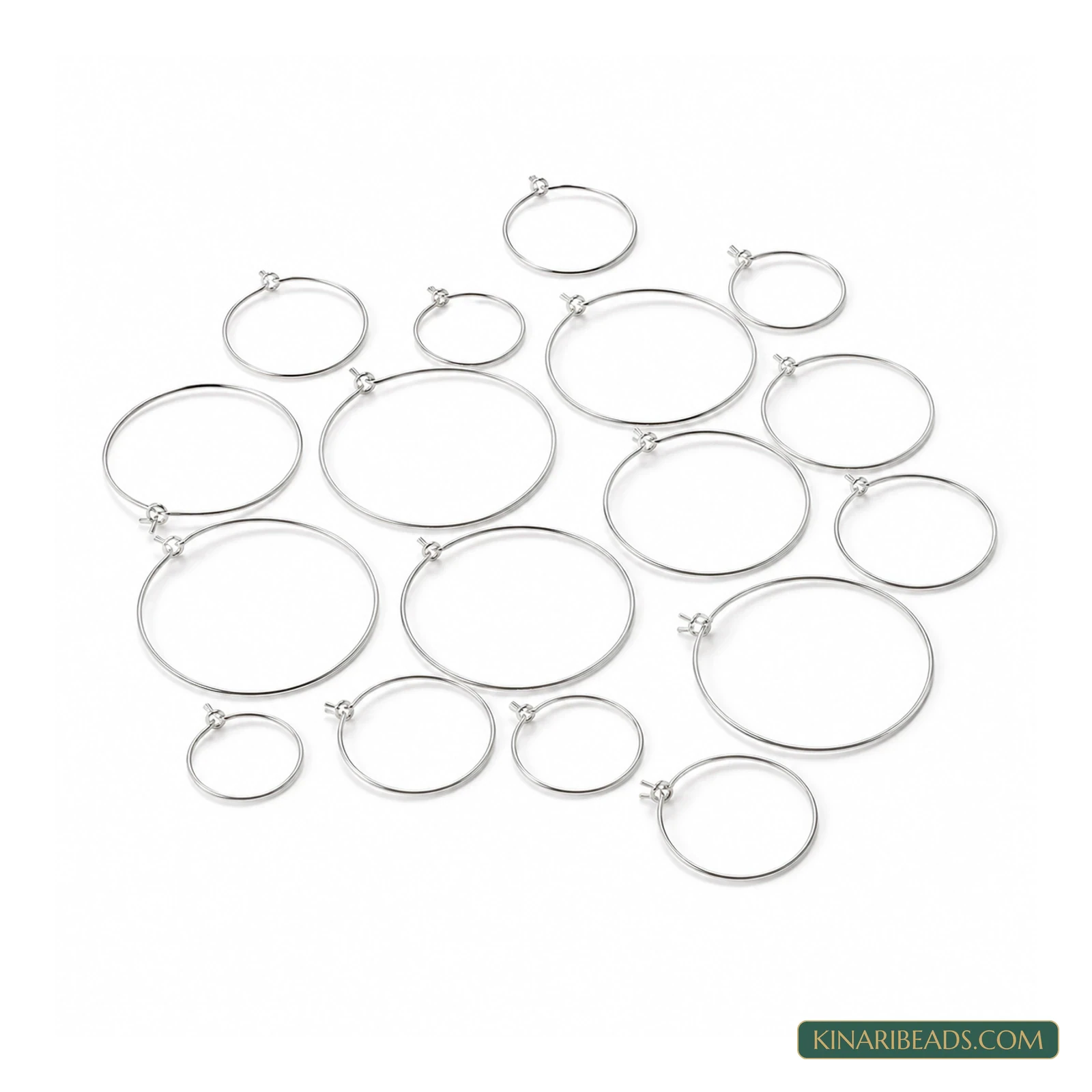 Silver Brass Hoop Ear Wires – 16 Pack