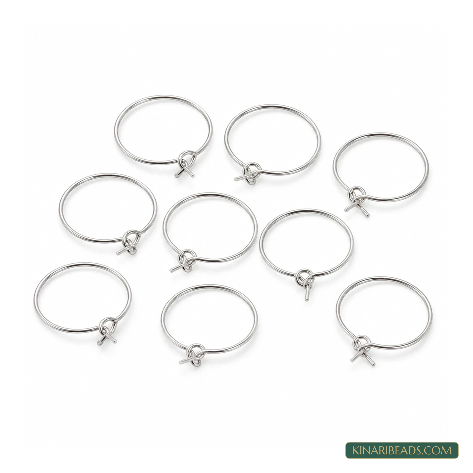 Silver Brass Hoop Earring Findings – 30mm, 10 Pack