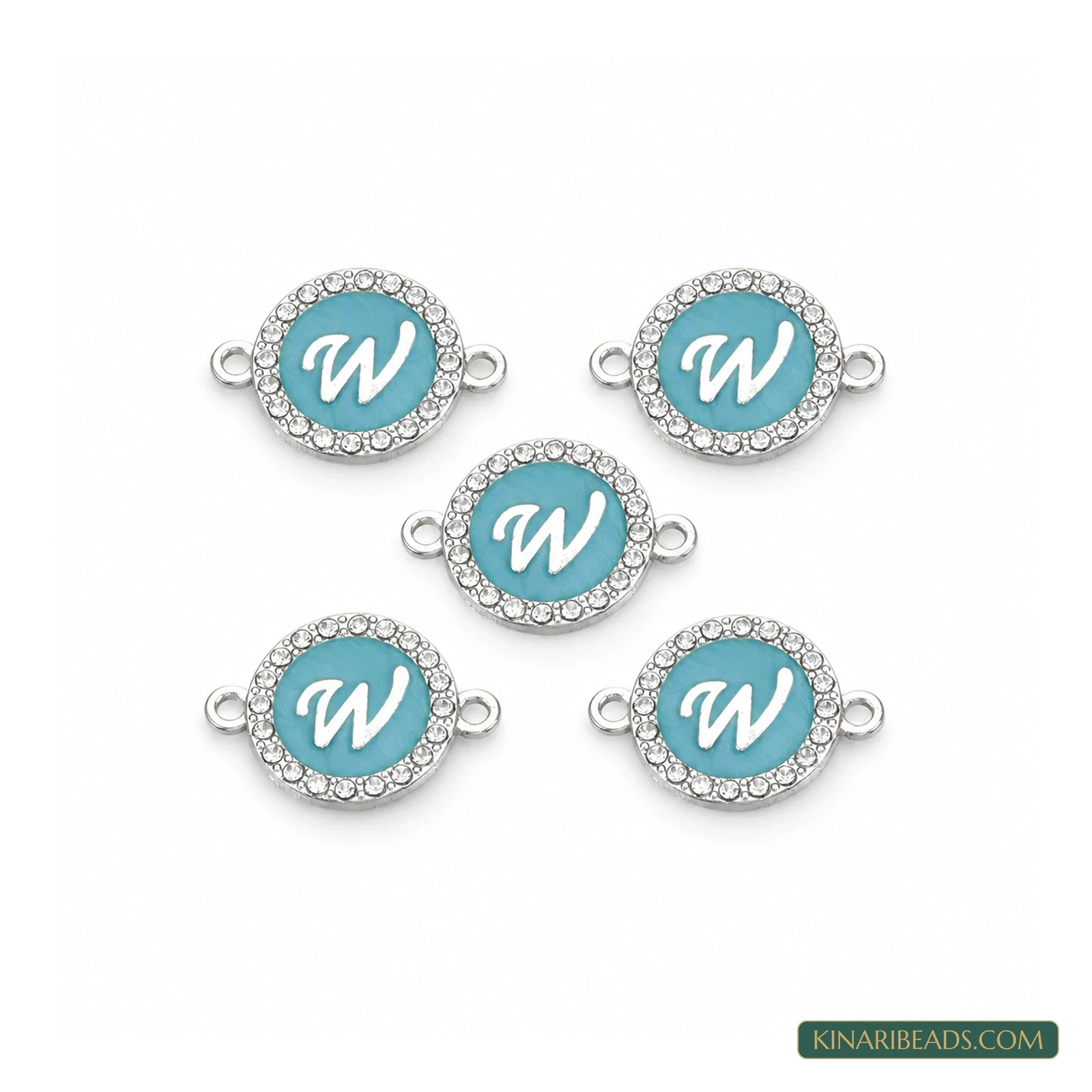 Silver Enamel Rhinestone Link Connectors – 22x16mm