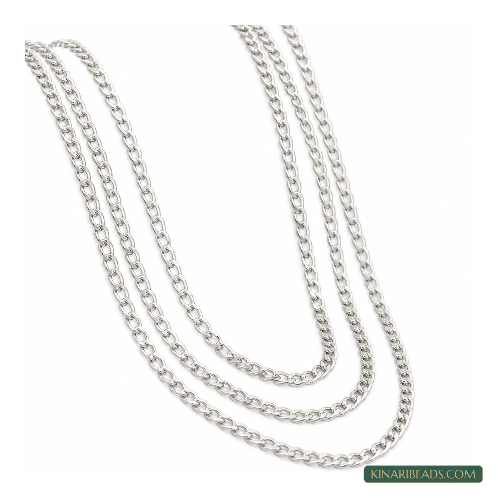 Silver Iron Chain – 3×2mm, 100g, Pattern 2