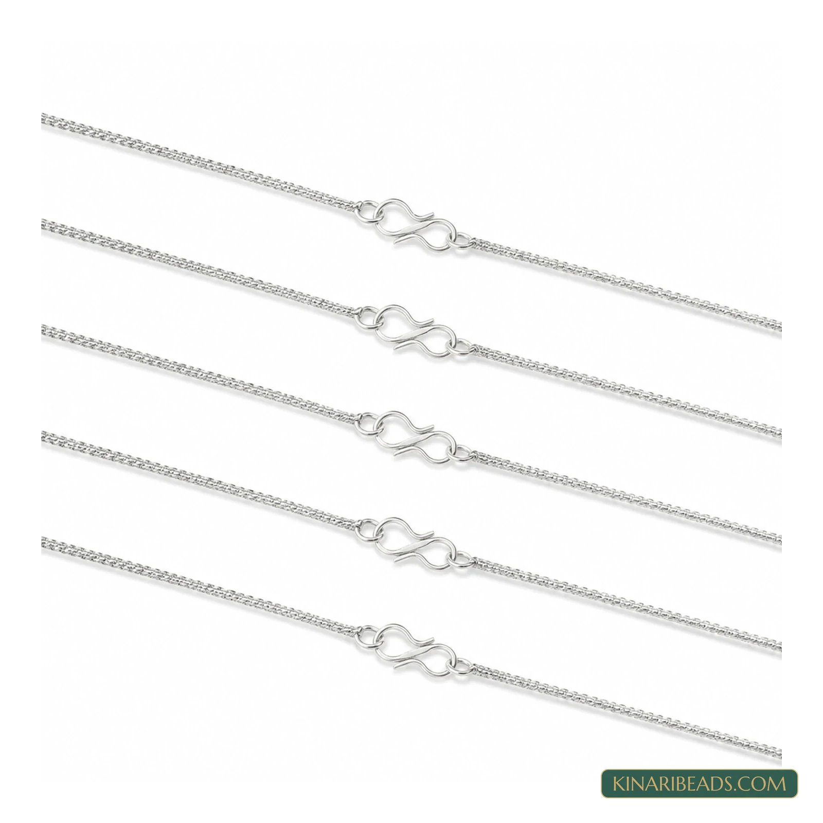 Silver-Plated Brass Neck Chains – 20 Inch, Pack of 5