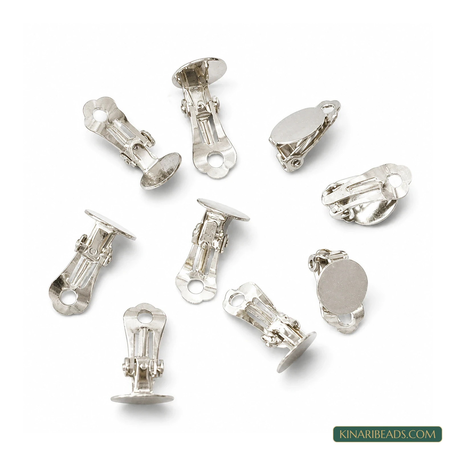 Silver-Plated Clip-On Earring Findings – 20x12mm, 10 Pack
