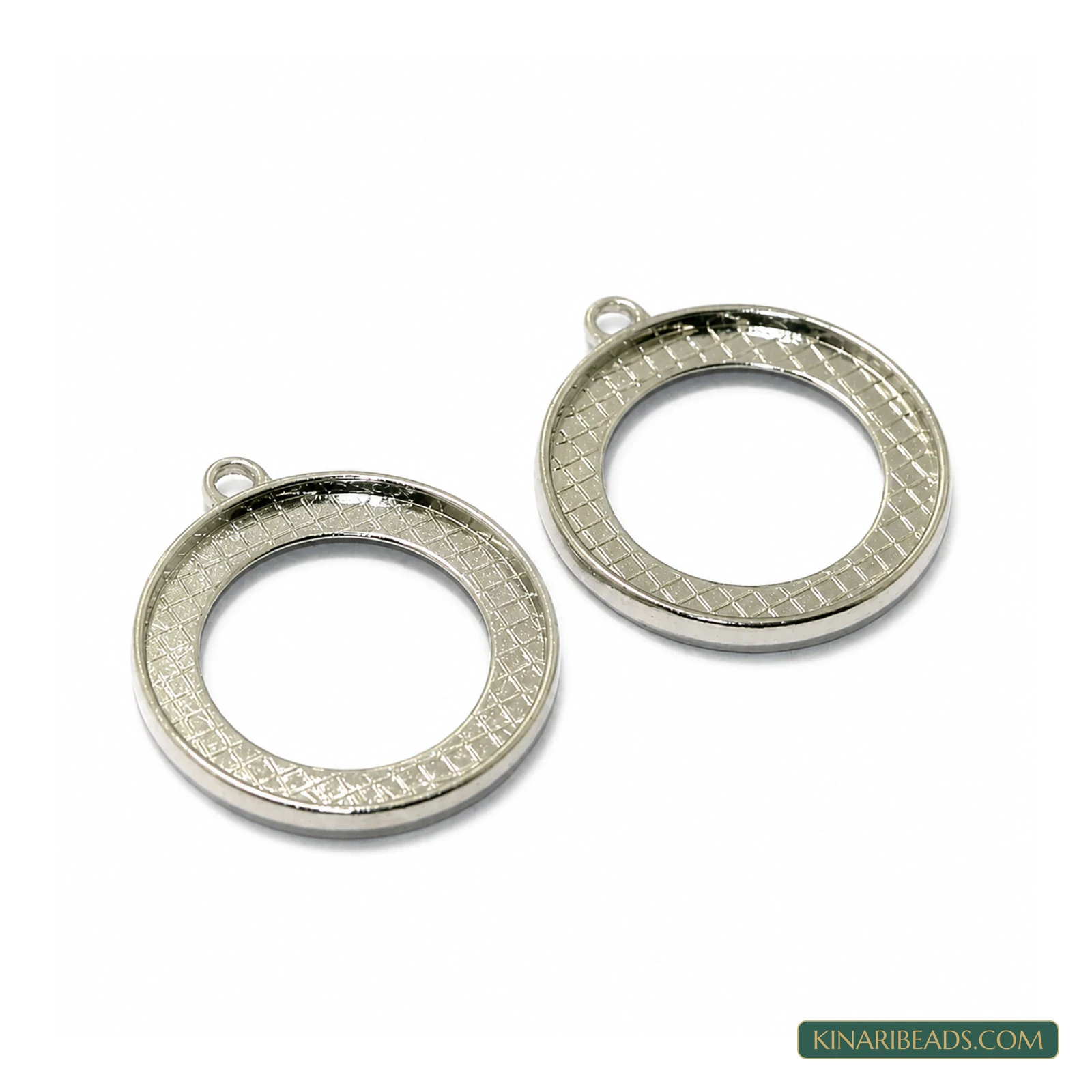 Silver Round Bezel Pendant Base Frames – 1.25 Inch product image