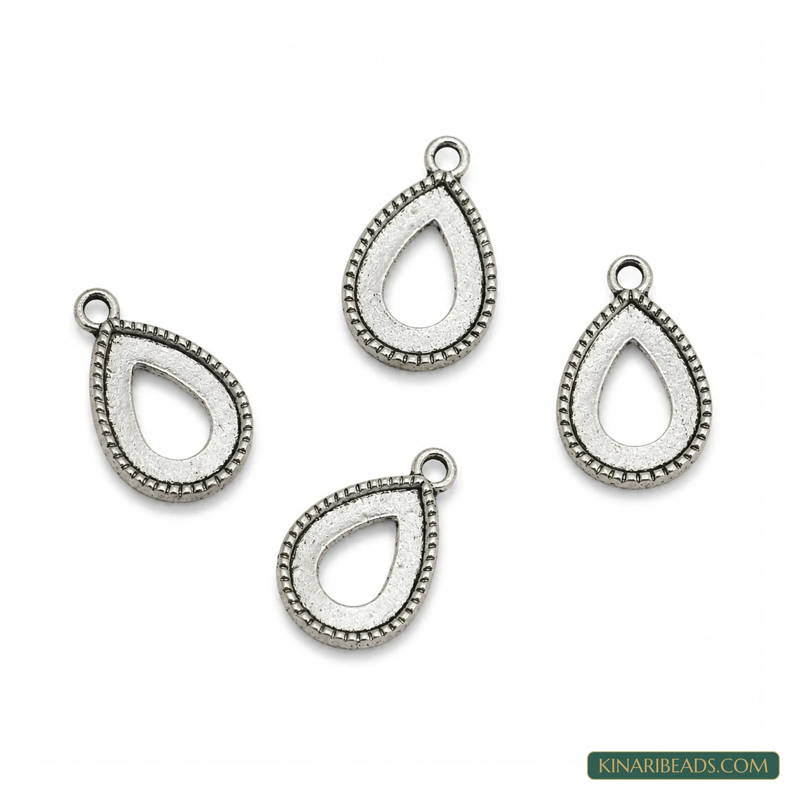Silver Teardrop Bezel Pendant Base Frames – 0.5 Inch product image