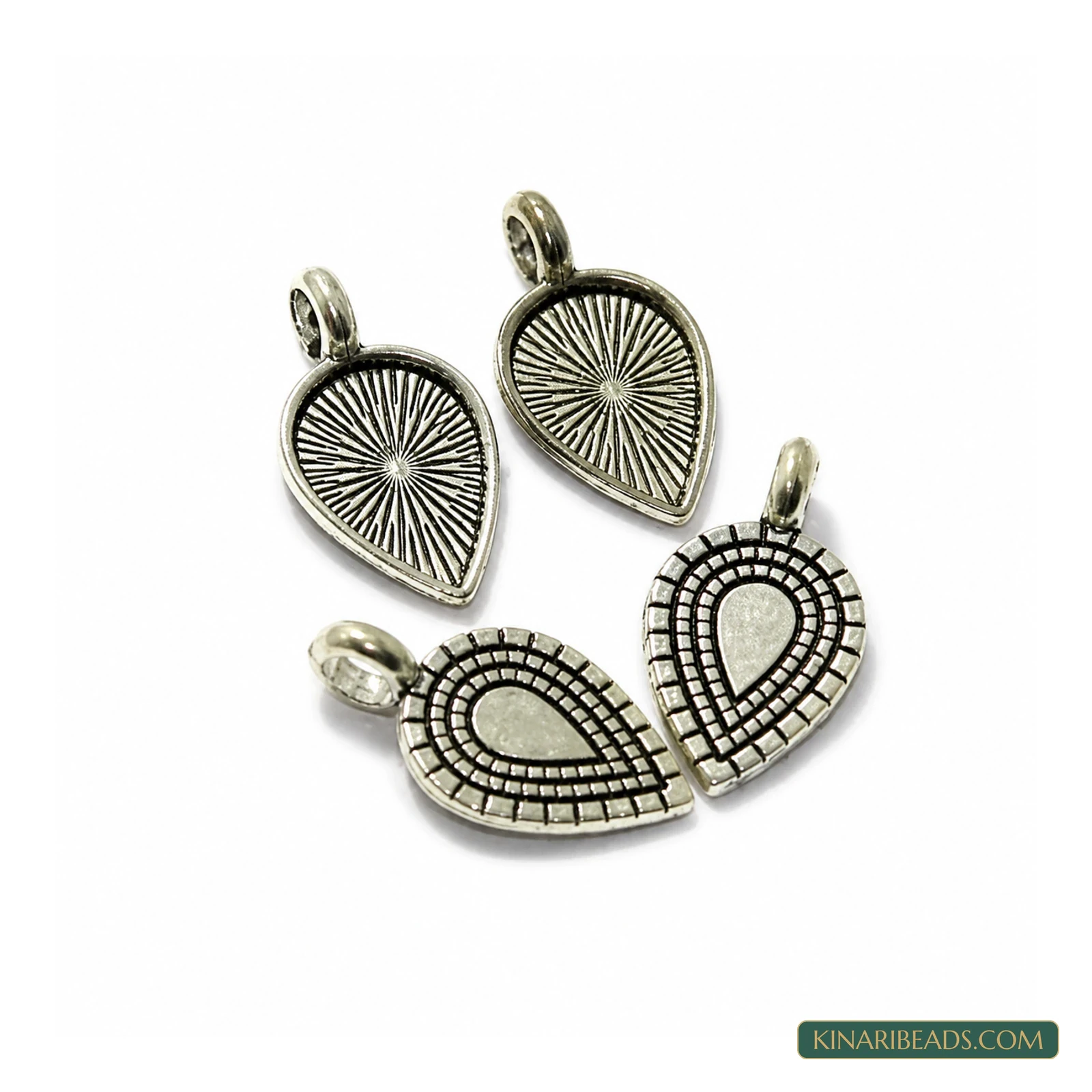 Silver Teardrop Bezel Pendant Base Frames – 0.75 Inch product image
