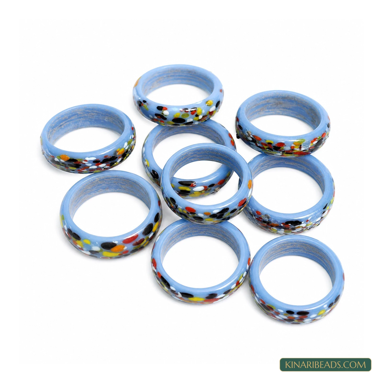 Speckled Glass Craft Rings – 50 Pack - Sky Blue colour
