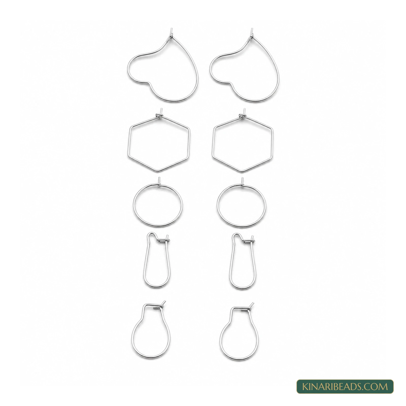 Stainless Steel Hoop Earring Assortment – 5 Styles, 20 Pack
