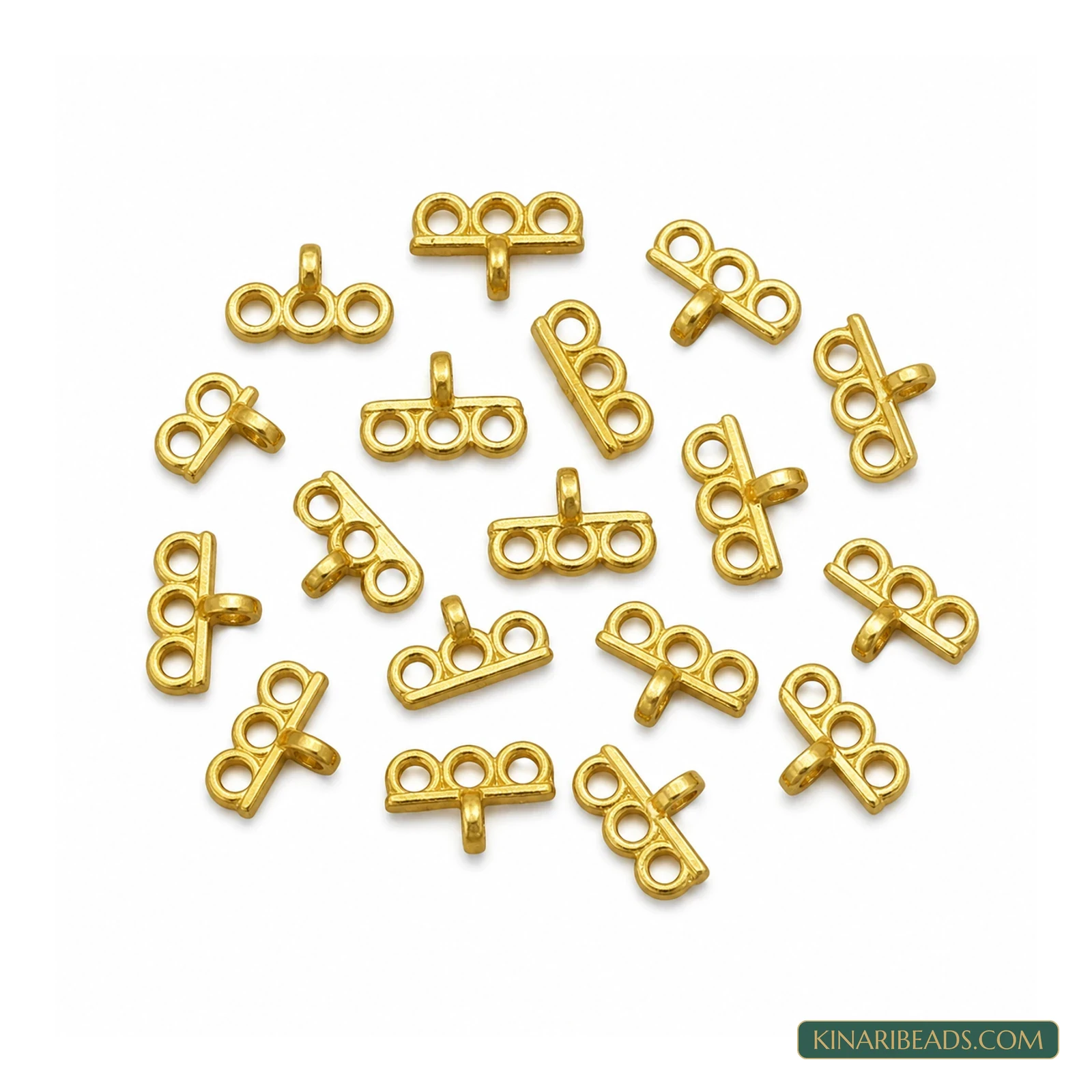 Textured German Silver 5-Loop Connector Bars – 30mm, 10 Pack