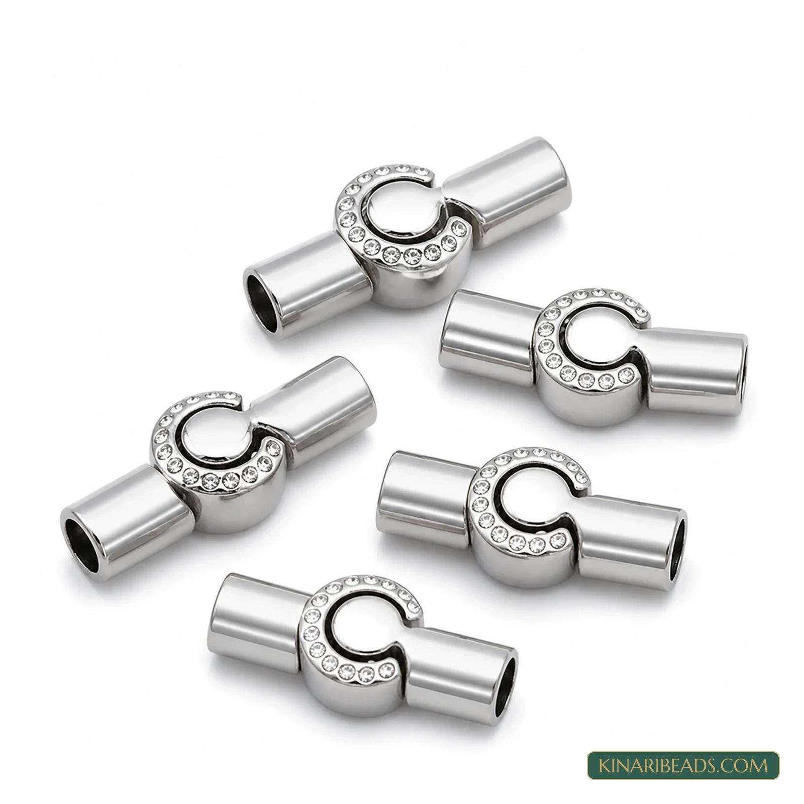 Tube Cylinder Magnetic Jewellery Clasp Connectors 24x11mm, 5mm Hole Size – 5 Pcs