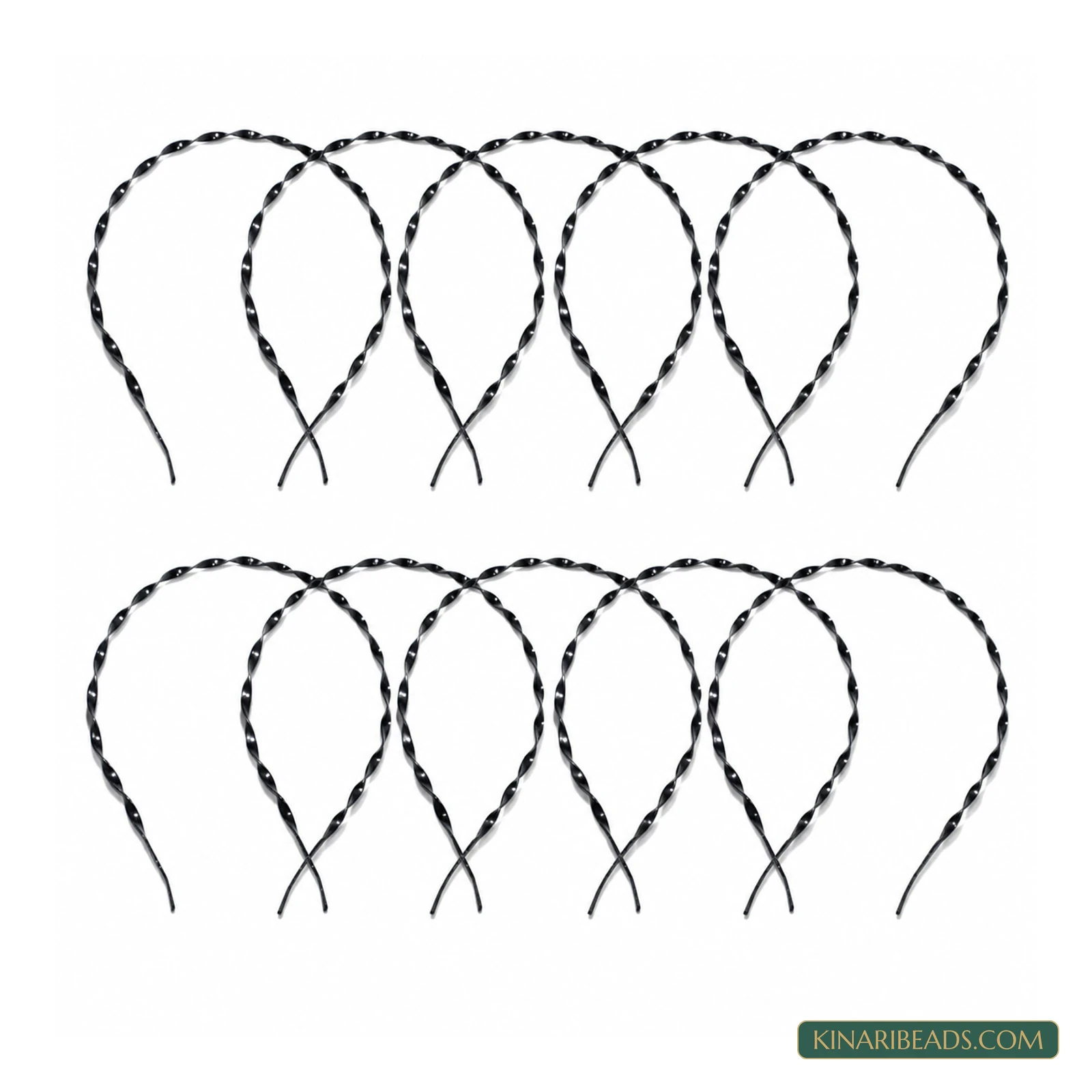 Twisted Metal Hairband Bases – 15 Inch, 10 Pack - Black colour