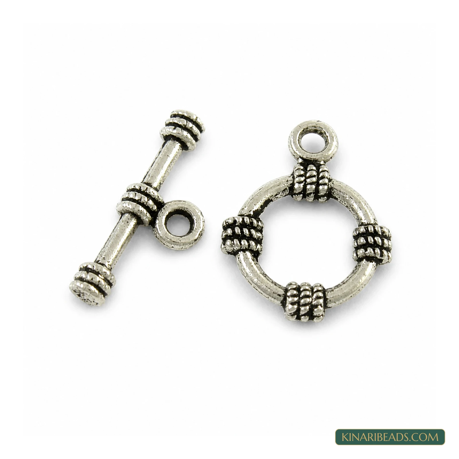 Vintage Metal Toggle & T-Bar Clasp Sets Antiqued Silver-Tone 19x15mm – 5 Sets / 50 Sets product image