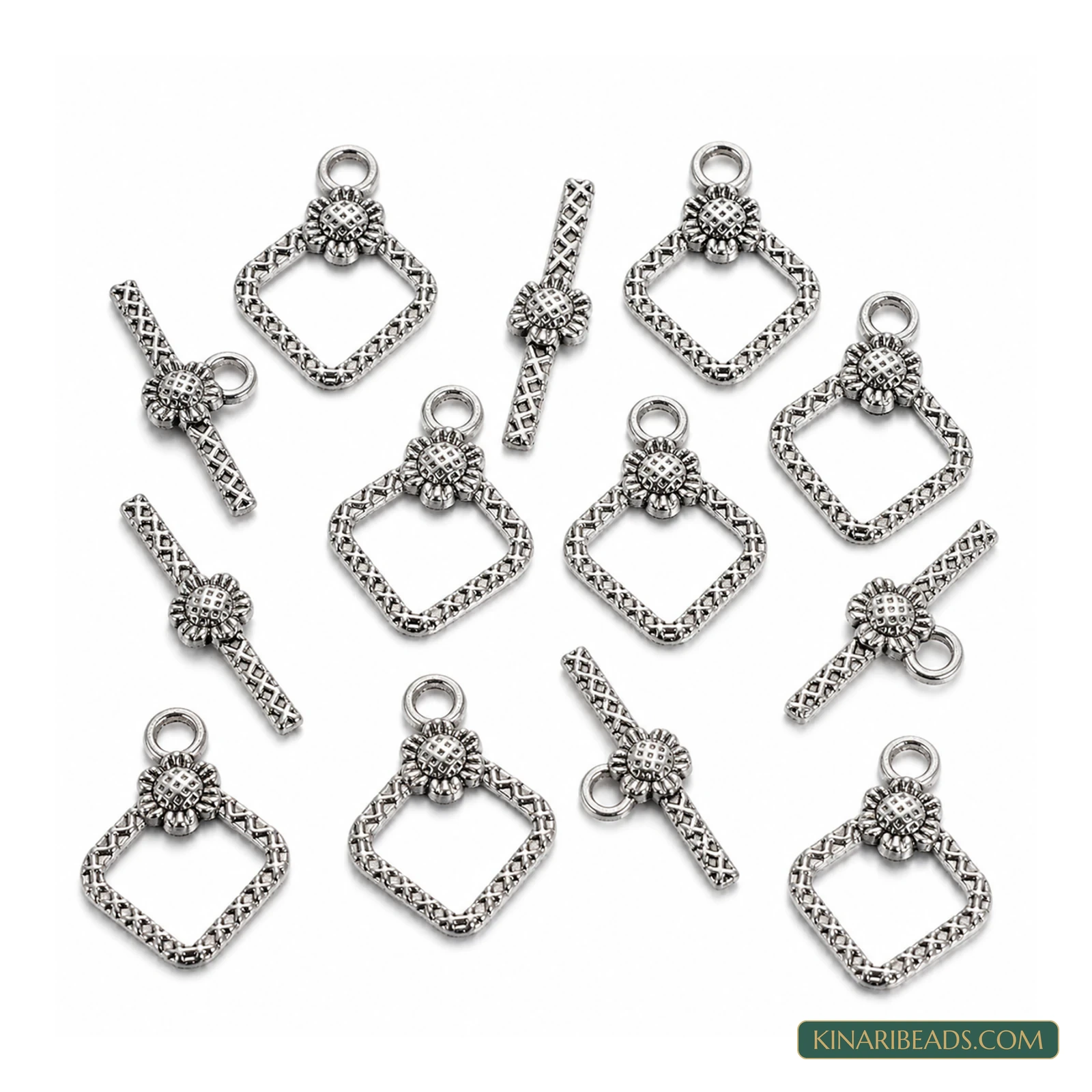 Vintage Rhombus Toggle & T-Bar Clasp Sets – 5 Sets / 50 Sets product image
