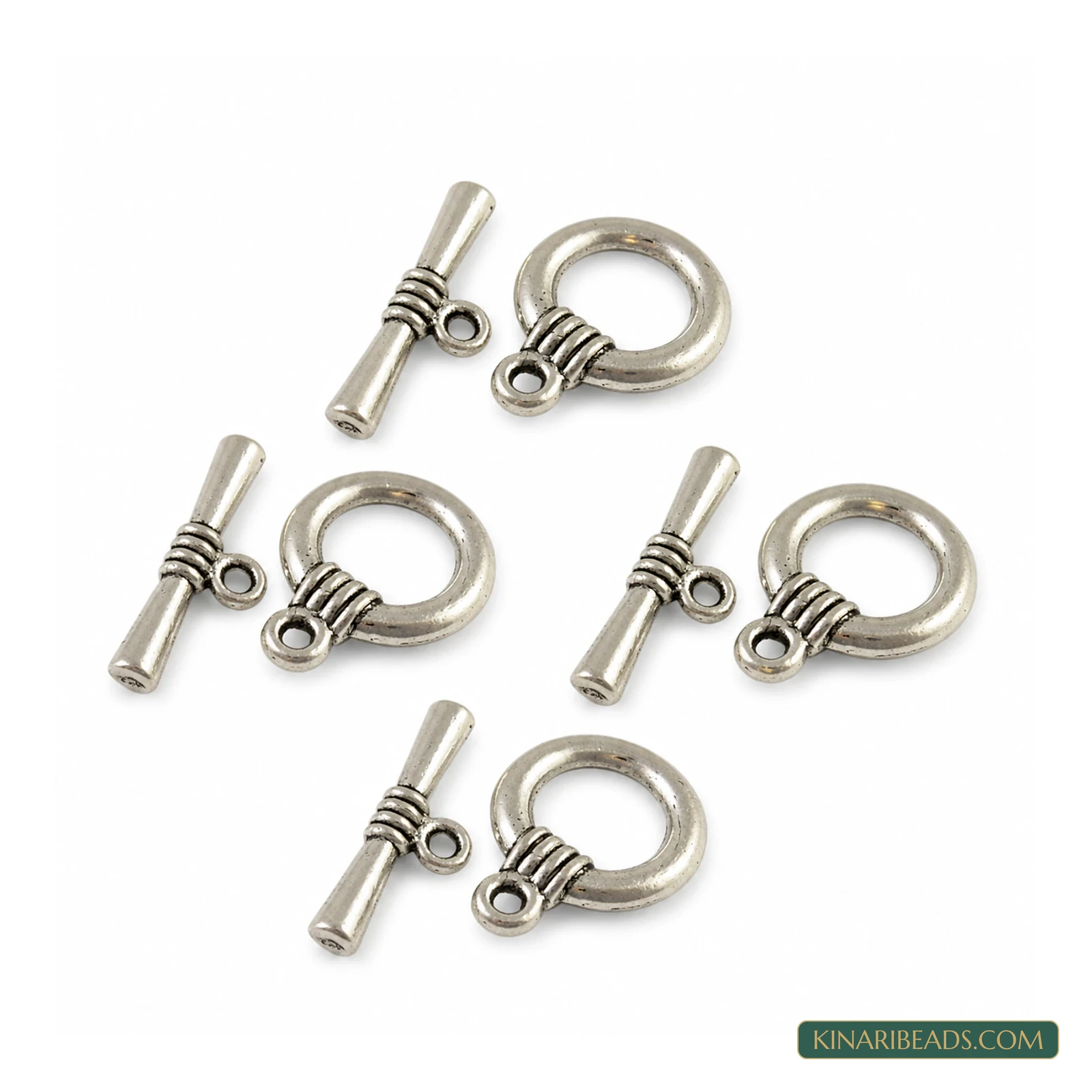 Vintage Ring Toggle & T-Bar Clasp Sets 14x18mm – 5 Sets / 50 Sets