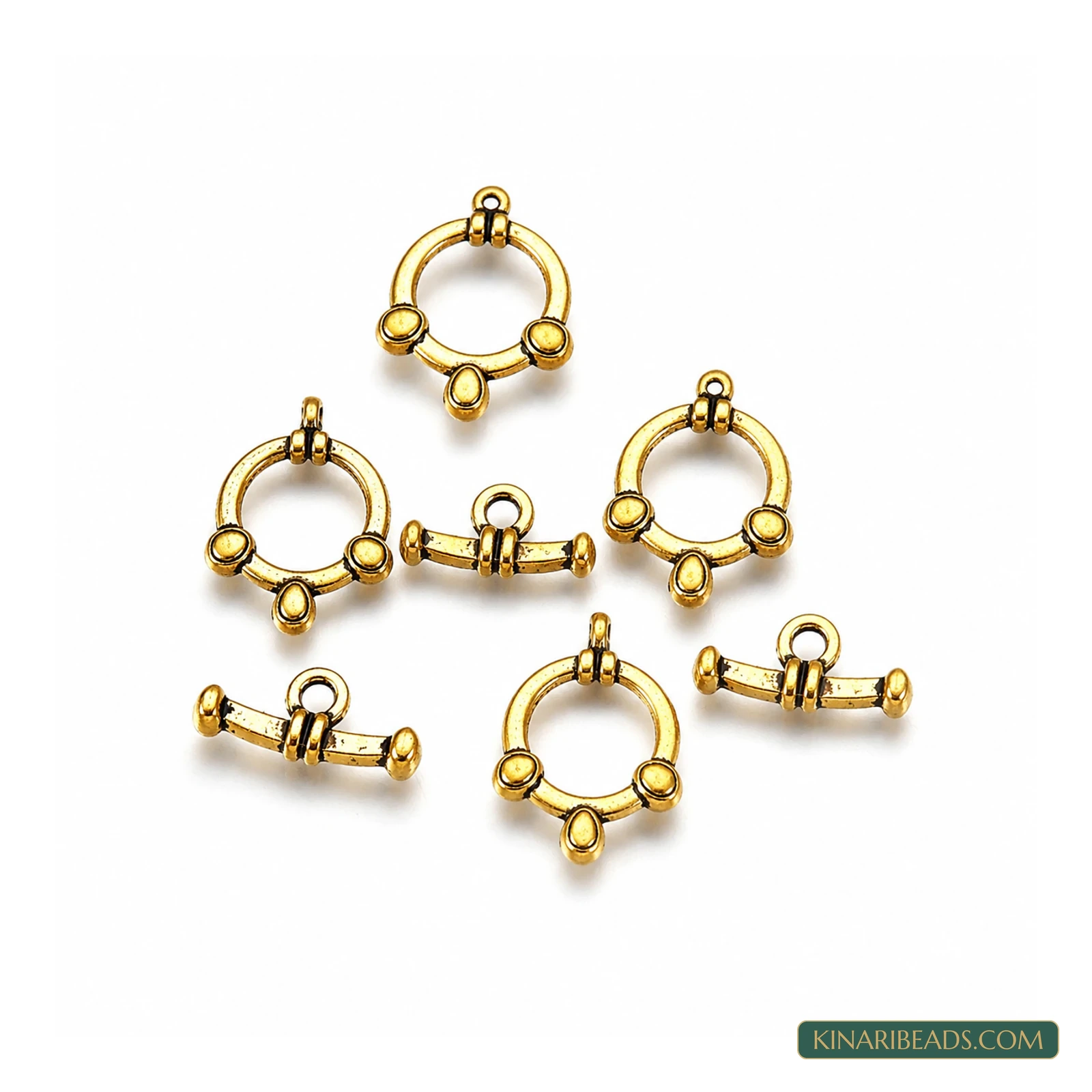 Vintage-Style Toggle & T-Bar Clasp Sets Antiqued Gold-Tone 20x14x2mm – 5 Sets / 50 Sets