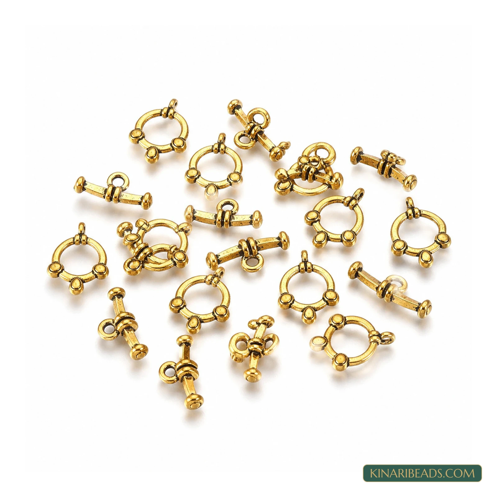 Vintage-Style Toggle & T-Bar Clasp Sets Antiqued Gold-Tone 20x14x2mm – 5 Sets / 50 Sets product image