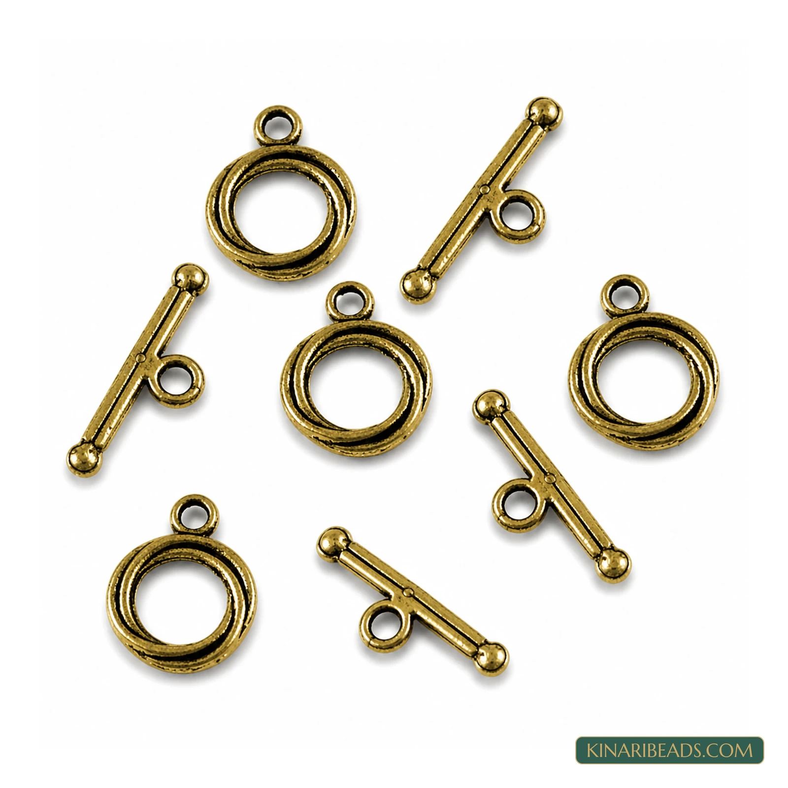 Vintage Toggle & T-Bar Clasp Sets Antiqued Gold-Tone 17x13mm – 5 Sets / 50 Sets