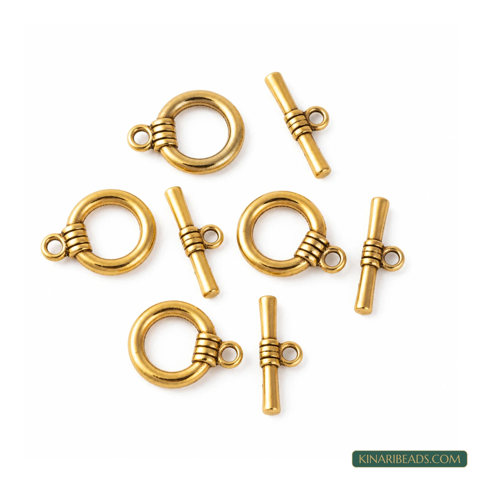 Vintage Toggle & T-Bar Clasp Sets Antiqued Gold-Tone 18x14x2mm – 5 Sets / 50 Sets