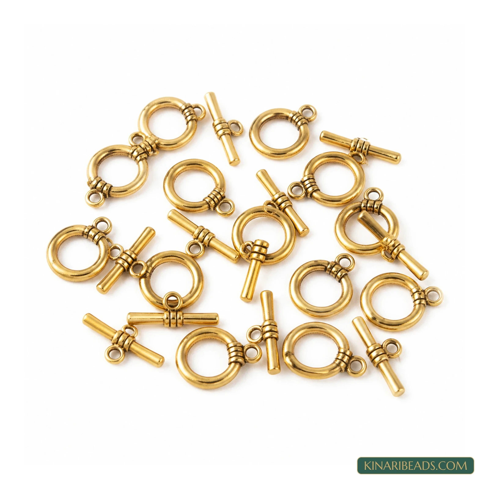 Vintage Toggle & T-Bar Clasp Sets Antiqued Gold-Tone 18x14x2mm – 5 Sets / 50 Sets product image