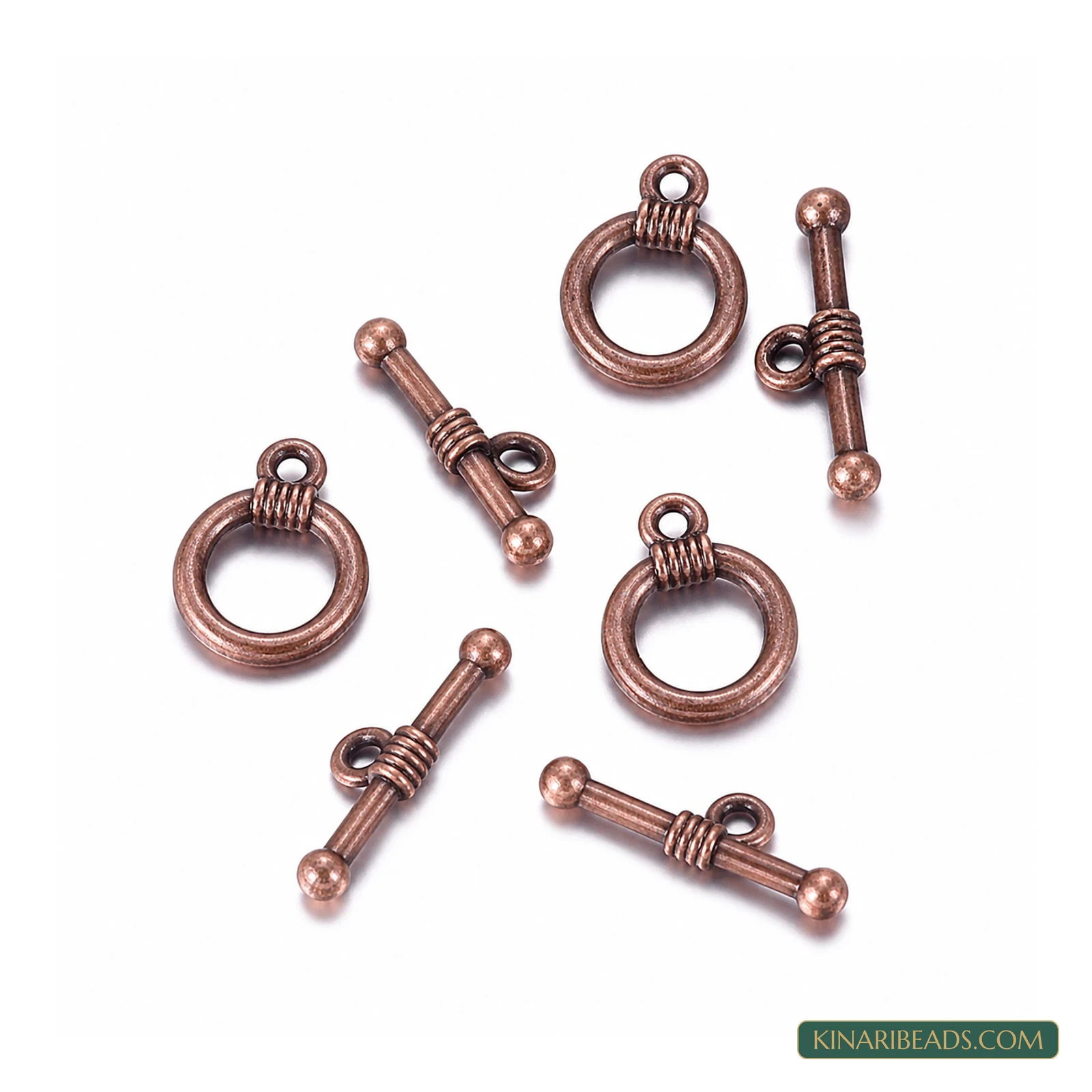 Vintage Toggle & T-Bar Clasp Sets Red Copper – 5 Sets / 50 Sets
