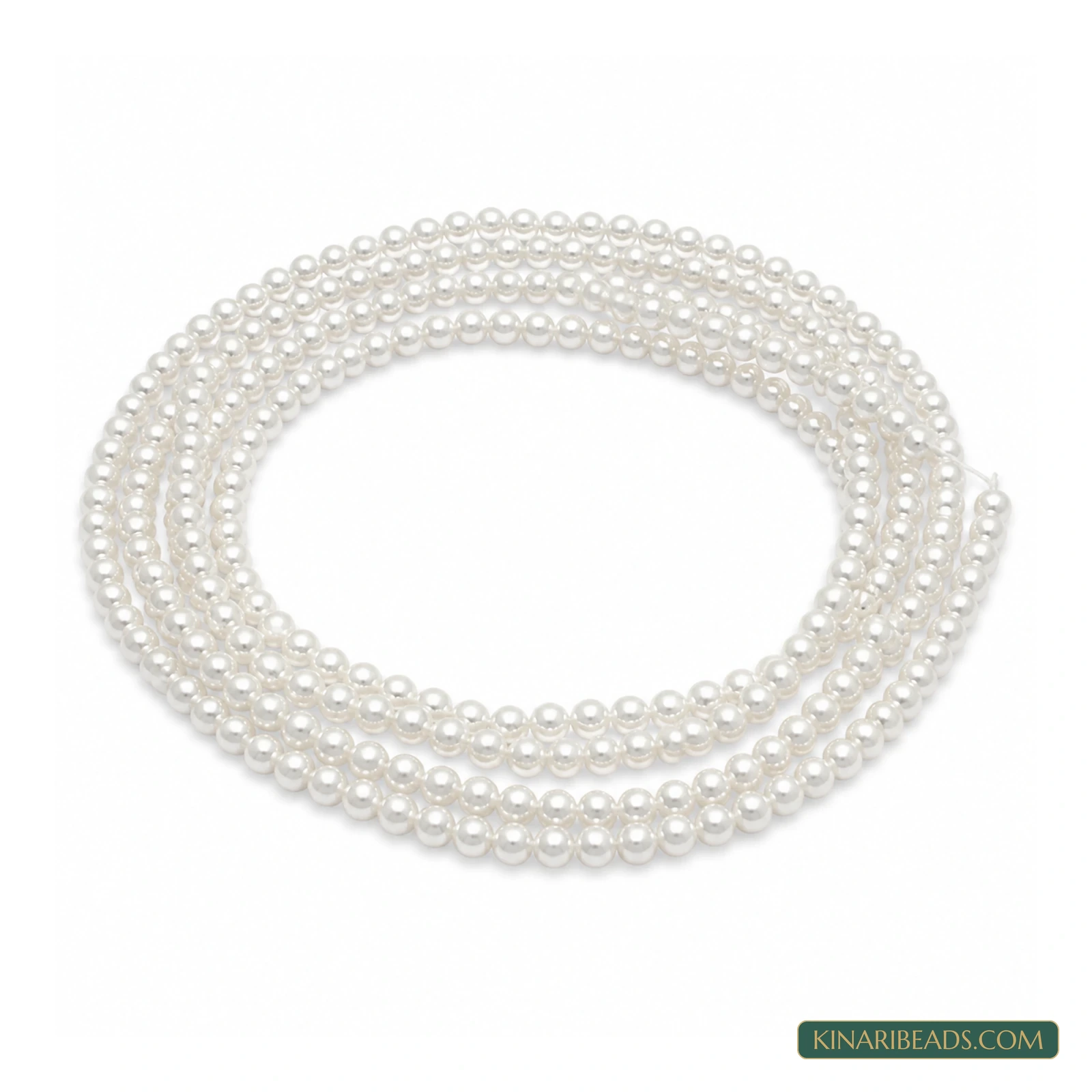 White Round Shell Pearl Beads – Multiple Sizes, 1 String