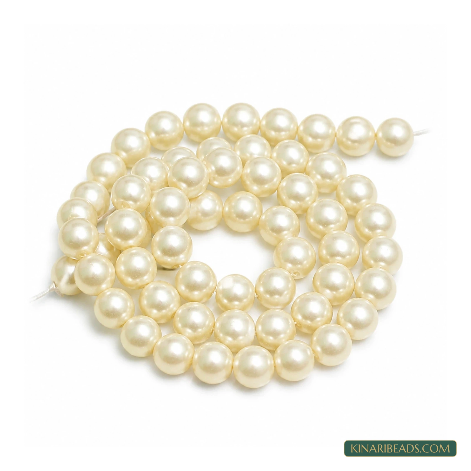 White Round Shell Pearl Beads – Multiple Sizes, 1 String product image