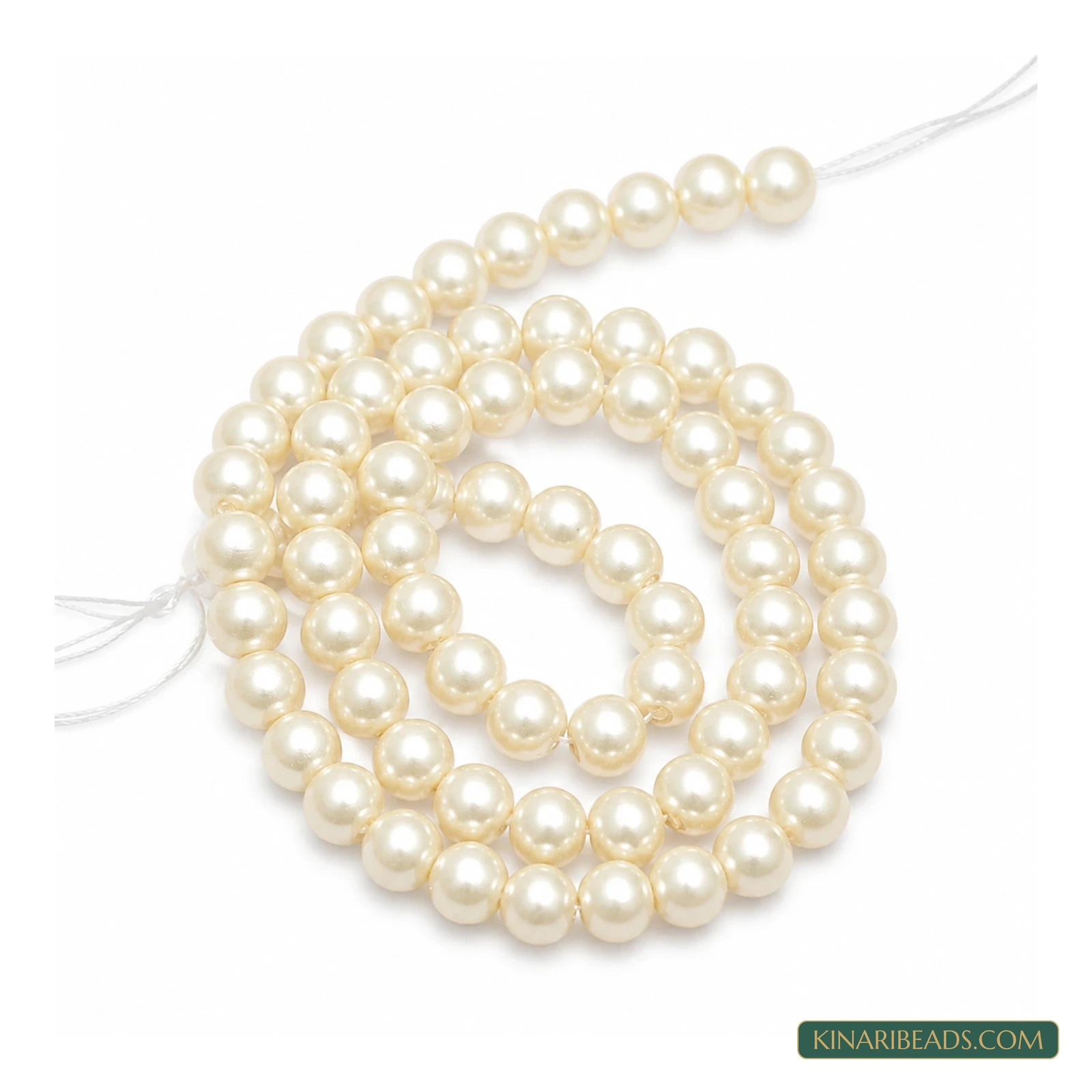 White Round Shell Pearl Beads – Multiple Sizes, 1 String product image