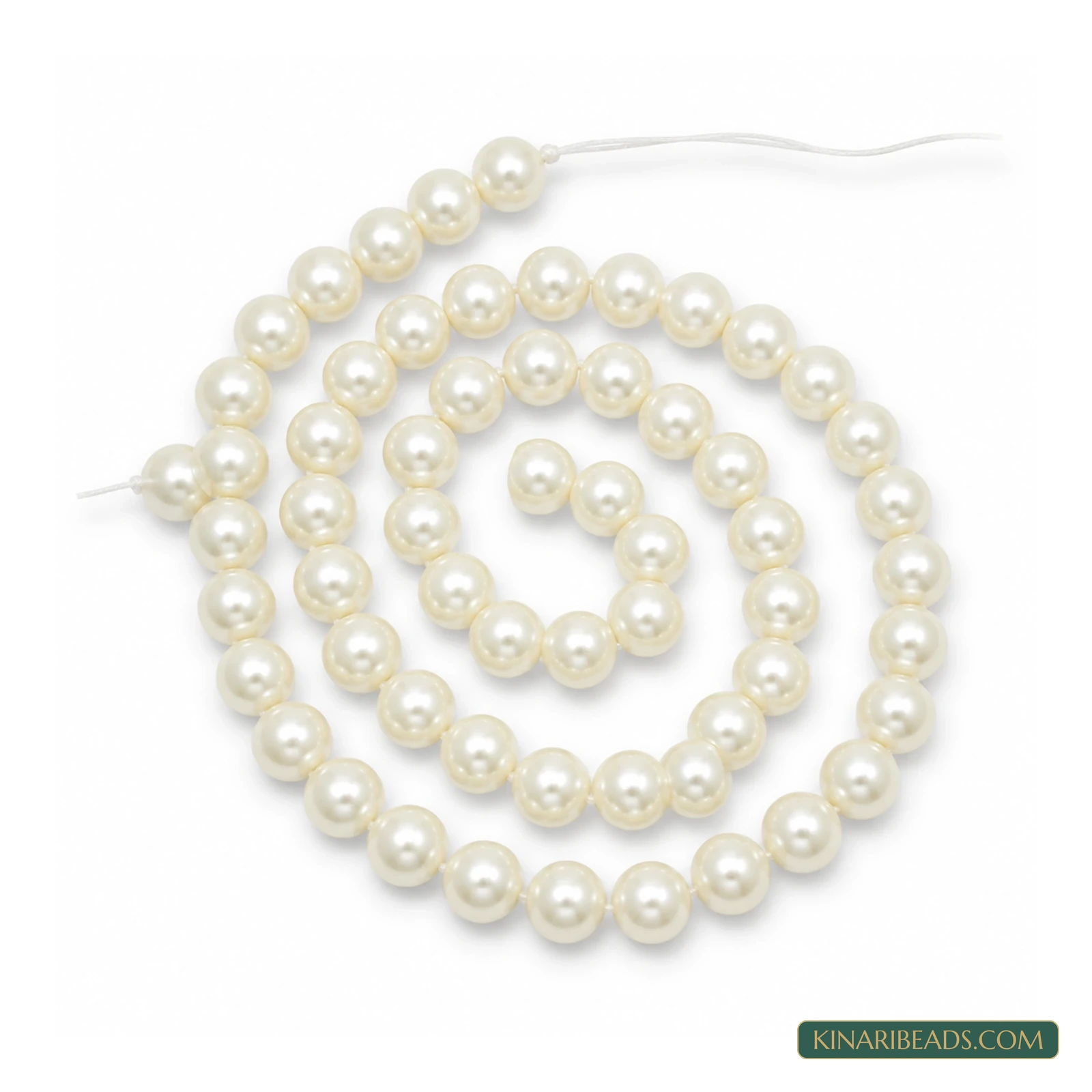 White Round Shell Pearl Beads – Multiple Sizes, 1 String product image